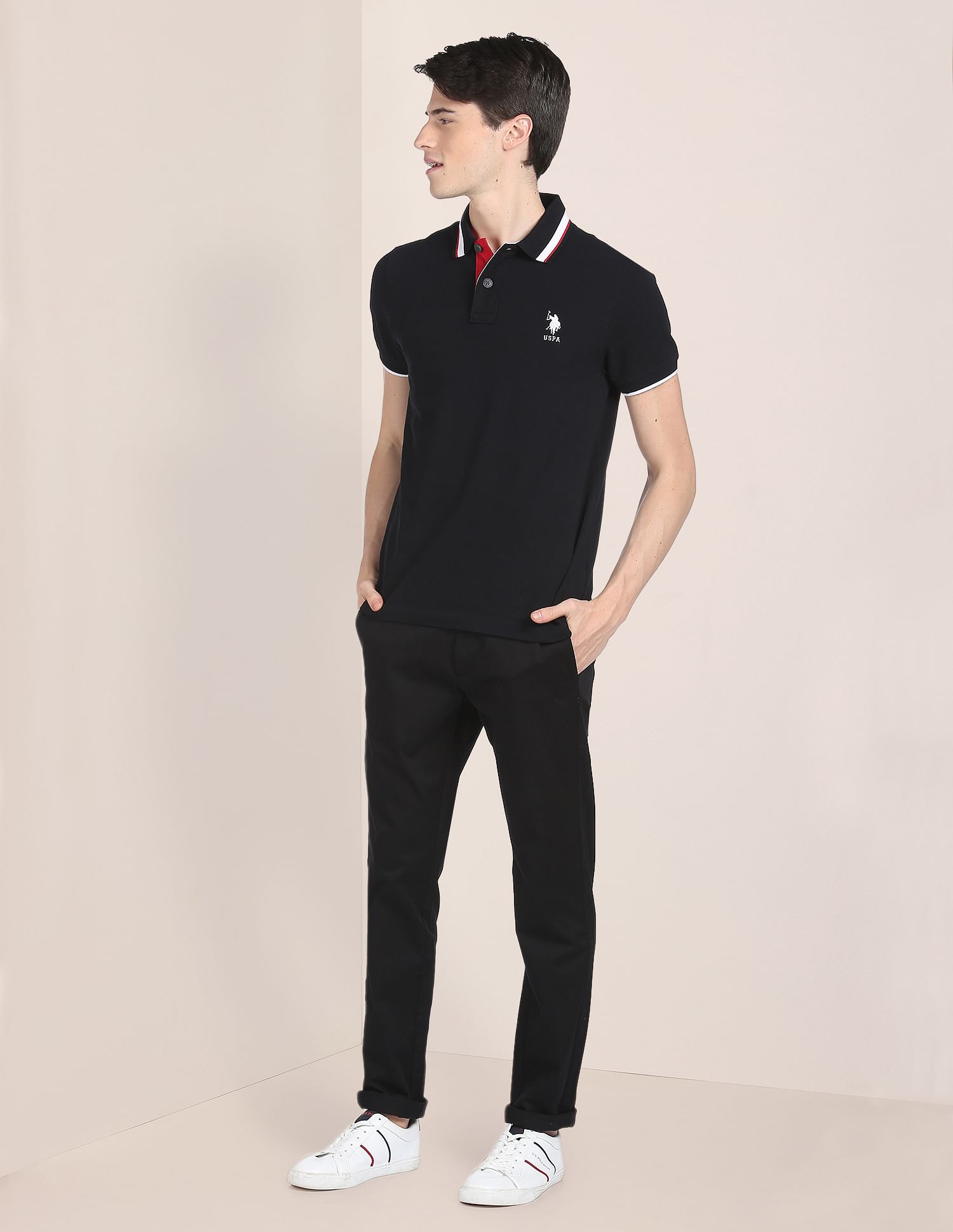 Denver Slim Fit Stretch Chinos Black - U.S. POLO ASSN. | Large