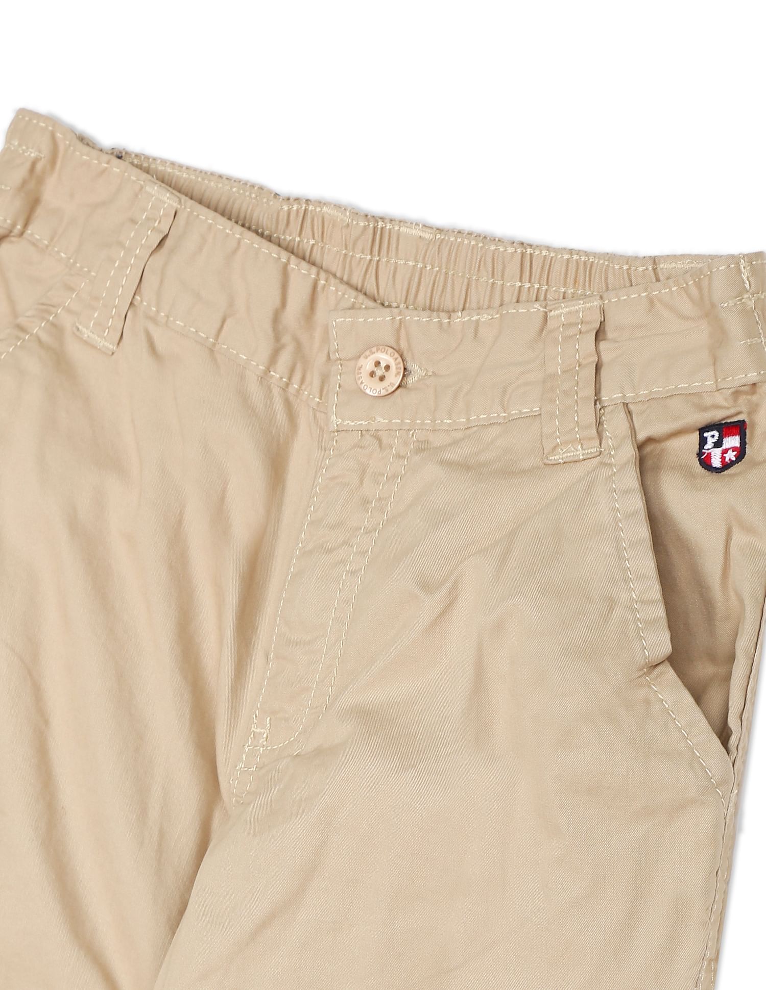 Boys Khaki Mid Rise Solid Cargo Pants Khaki - U.S. POLO ASSN. | Large