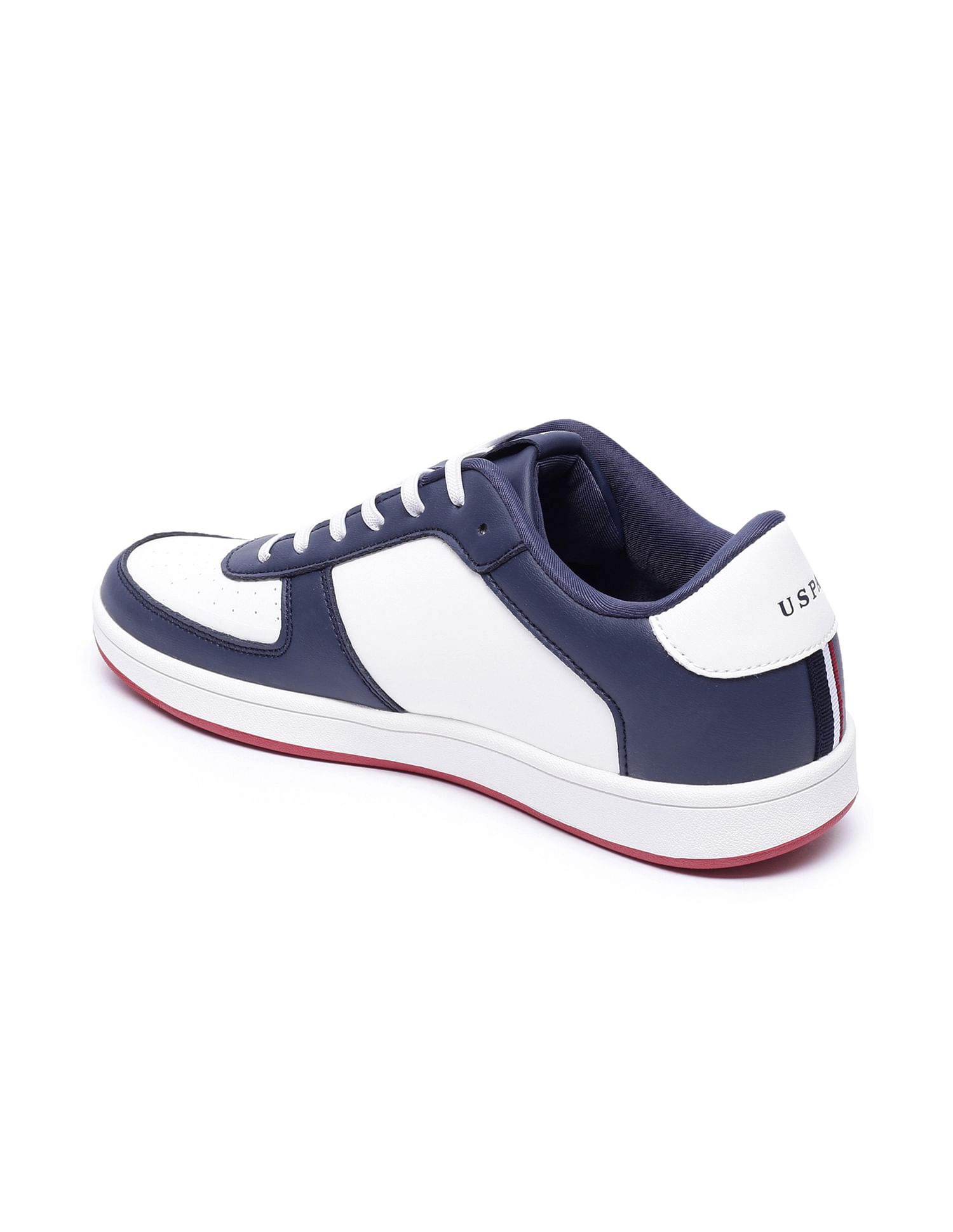Colour Block Perforated Rein Sneakers Dark Blue and White - U.S. Polo Assn. India | Large