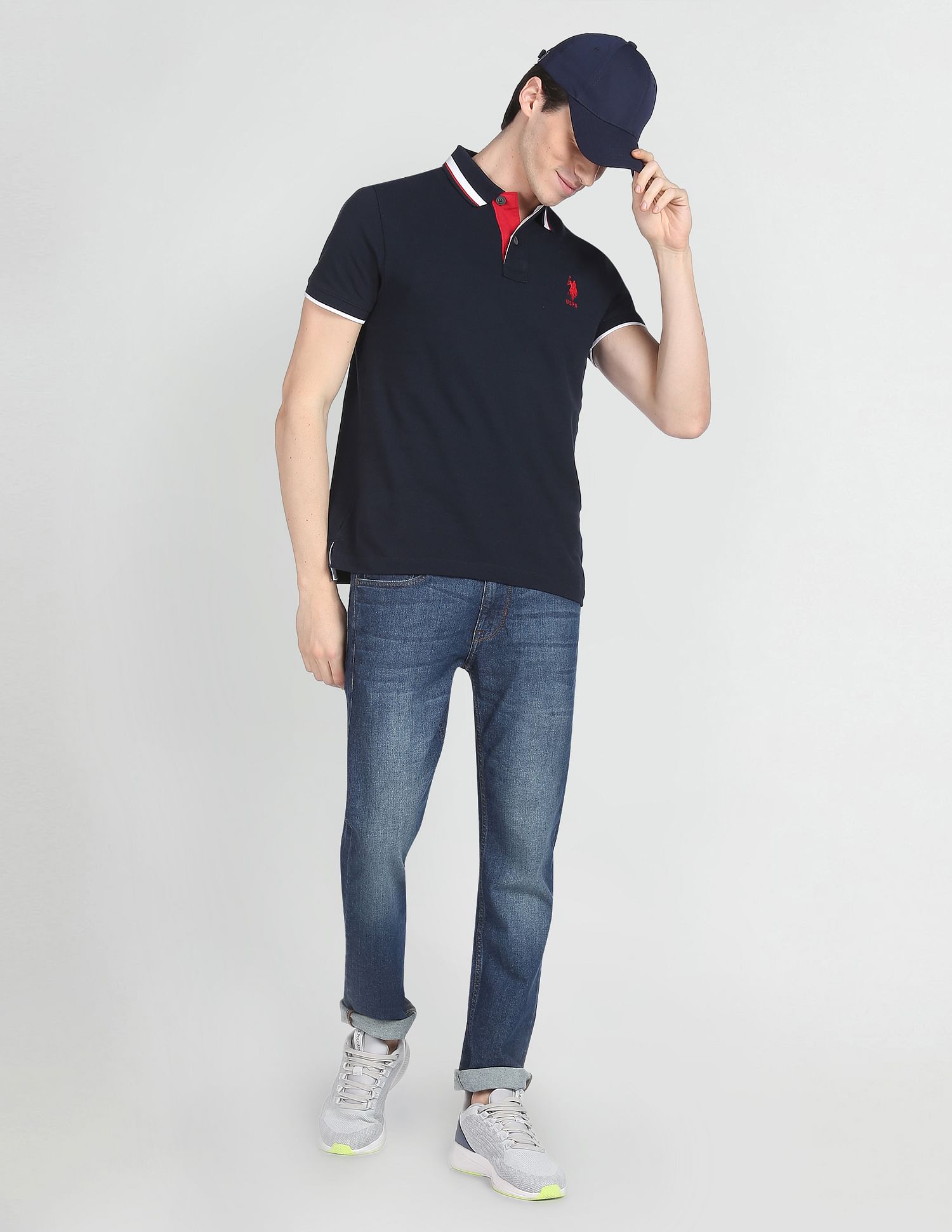Regallo Skinny Fit Mid Rise Jeans Dark Blue - U.S. Polo Assn. India | Large