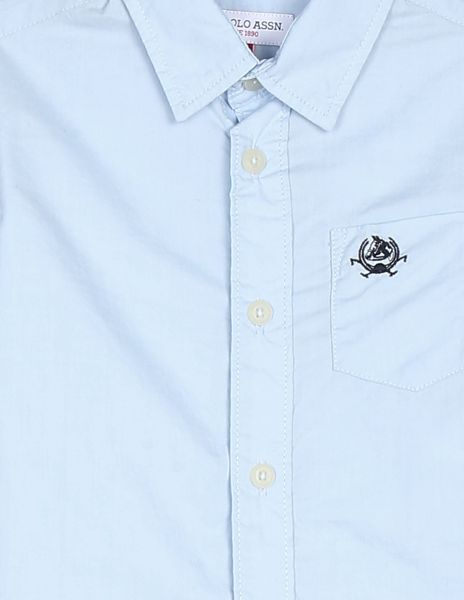 Rounded Cuff Solid Shirt Light Blue - U.S. POLO ASSN. | Large