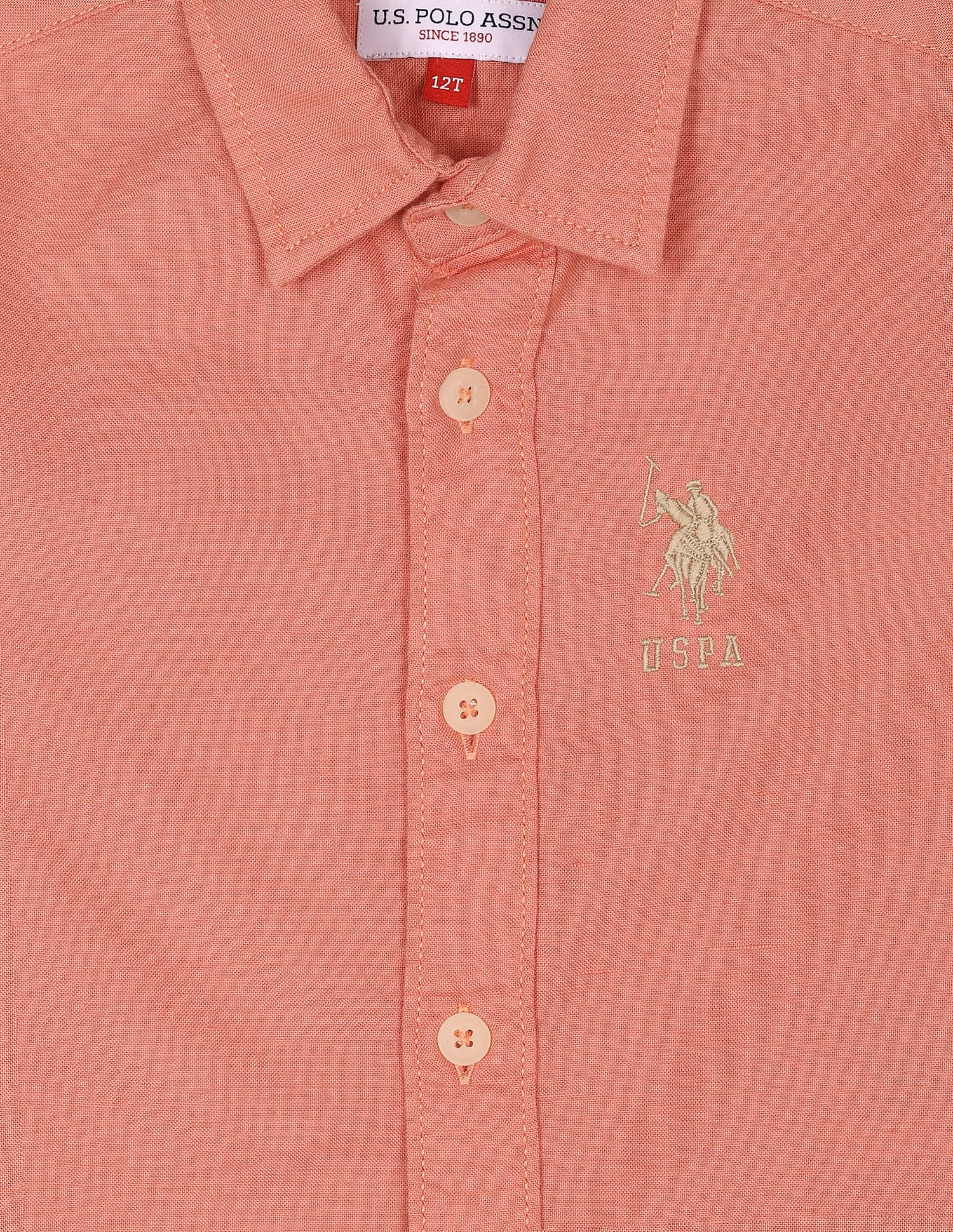 Dobby Solid Shirt Coral - U.S. Polo Assn. India | Large