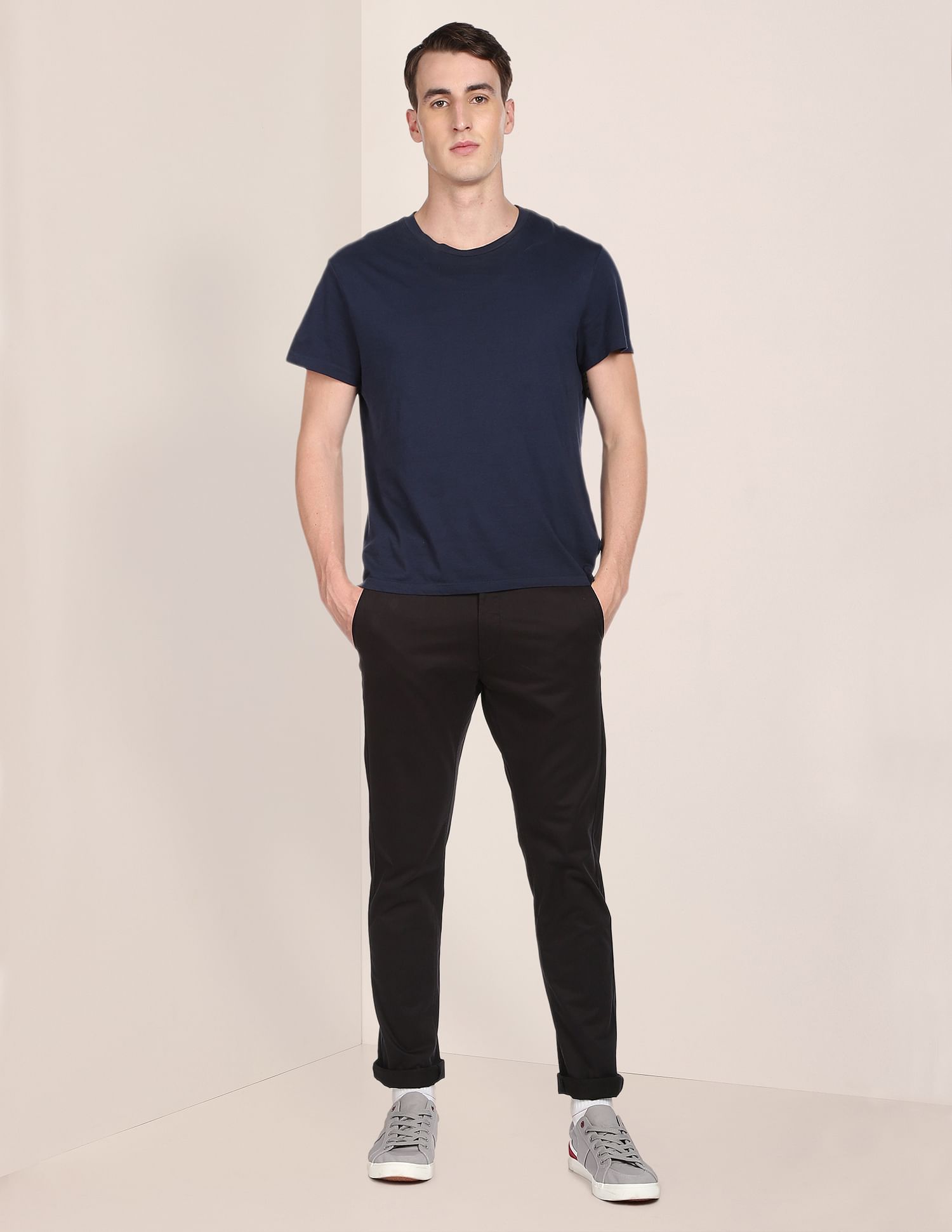 Solid Cotton Stretch Chinos Black - U.S. POLO ASSN. | Large