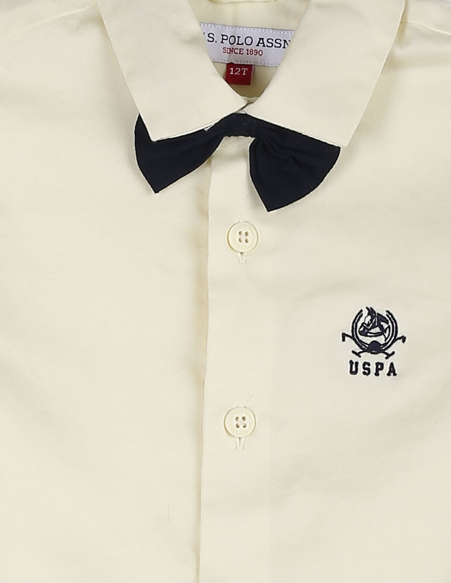 Boys Cream Solid Twill Shirt Cream - U.S. POLO ASSN. | Large