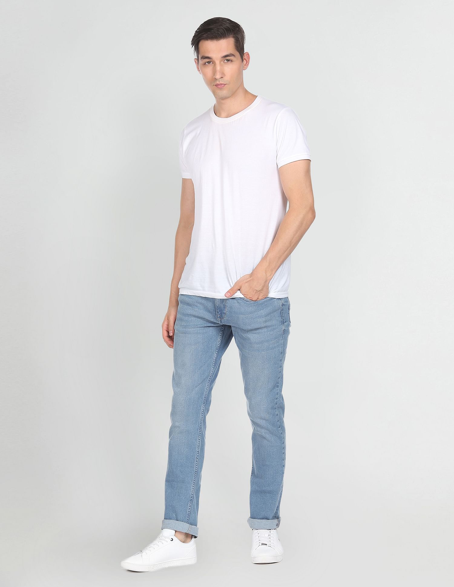 Men Blue Whiskered Brandon Slim Tapered Fit Jeans Blue - U.S. POLO ASSN. | Large