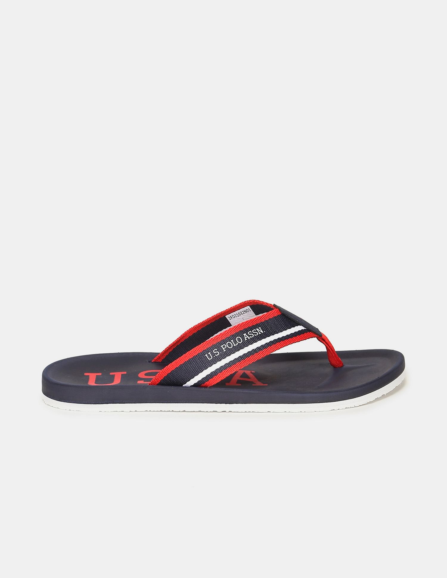 Brand Print Non-Skid Pieres Flip Flops Navy - U.S. Polo Assn. India | Large