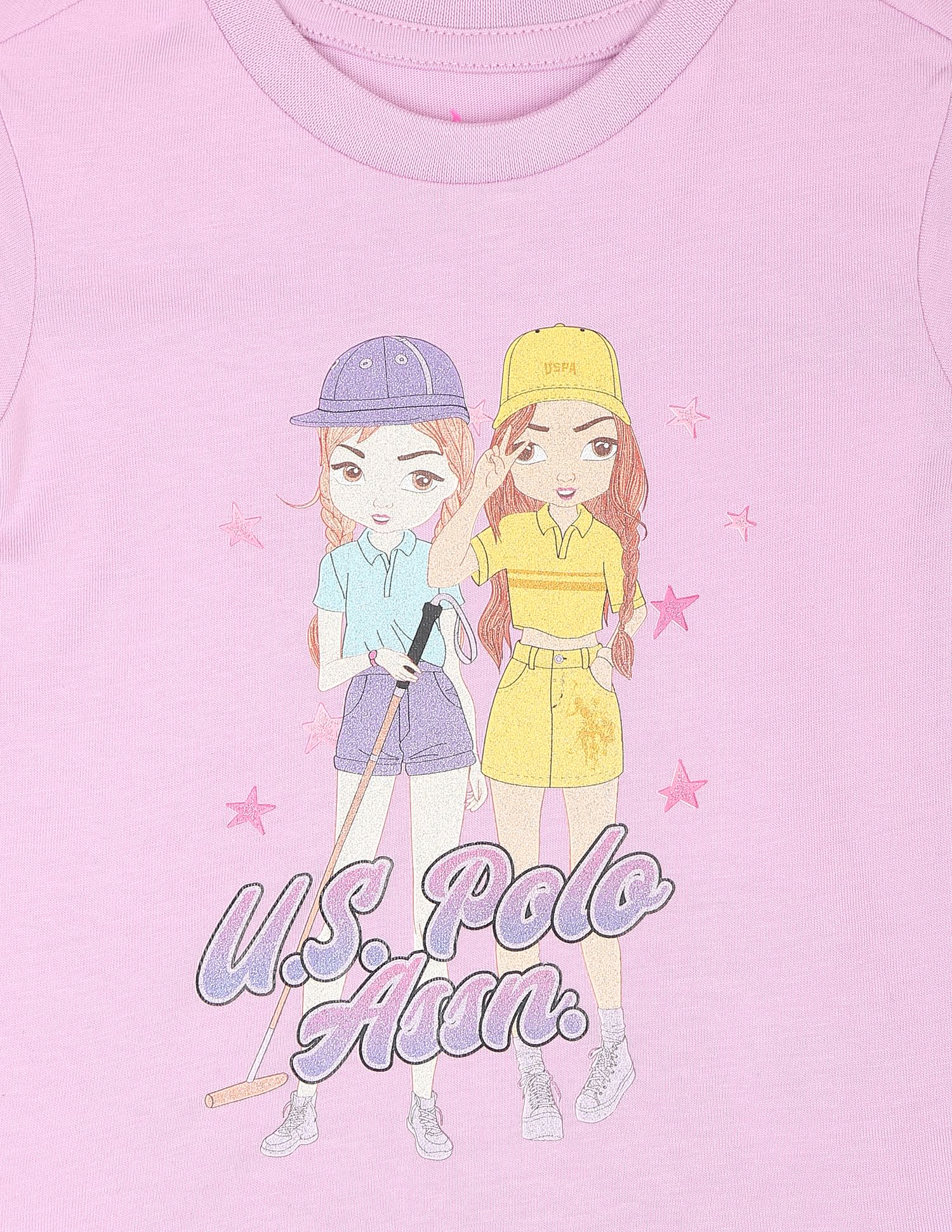 Graphic Print Crew Neck T-Shirt Purple - U.S. Polo Assn. India | Large