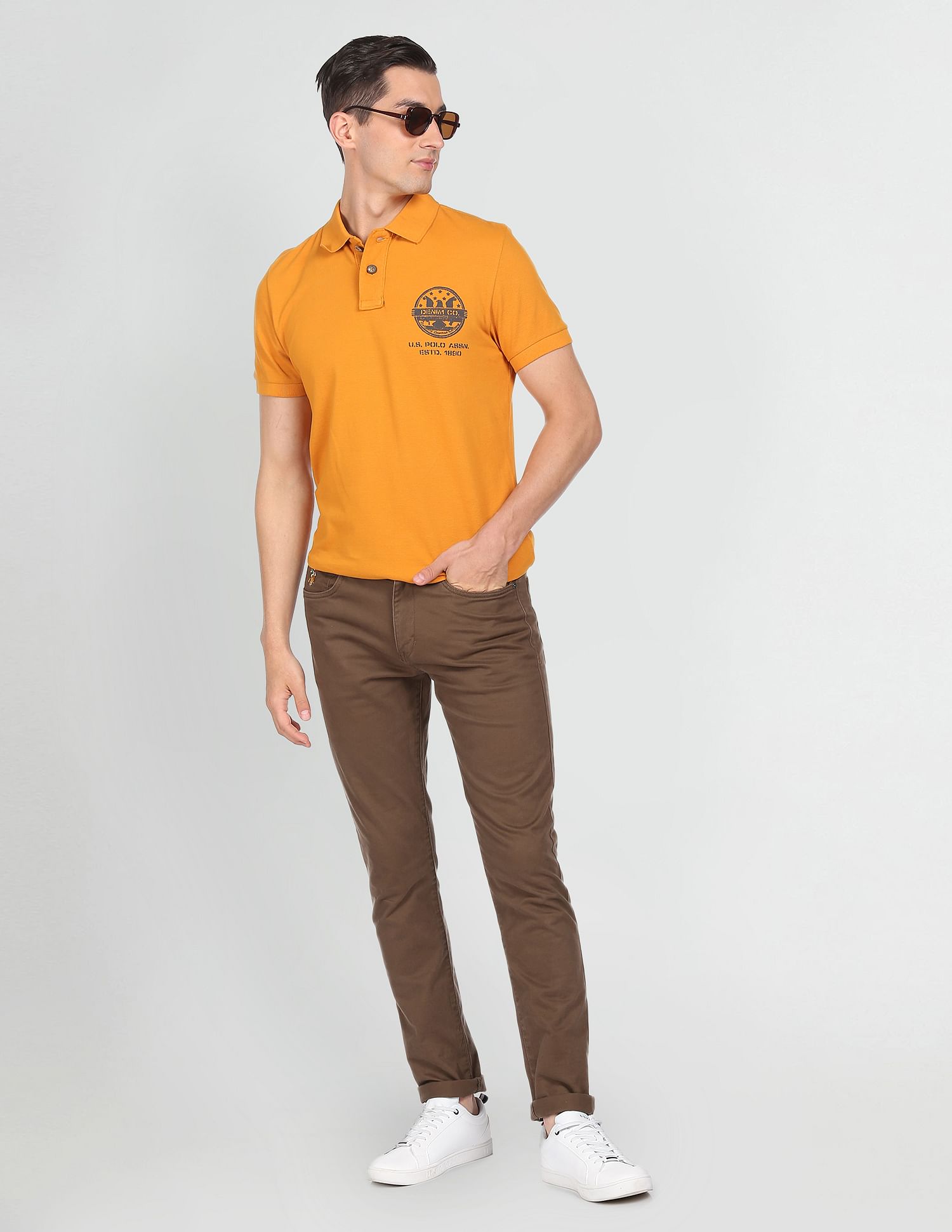 Short Sleeve Solid Polo Shirt Gold - U.S. Polo Assn. India | Large