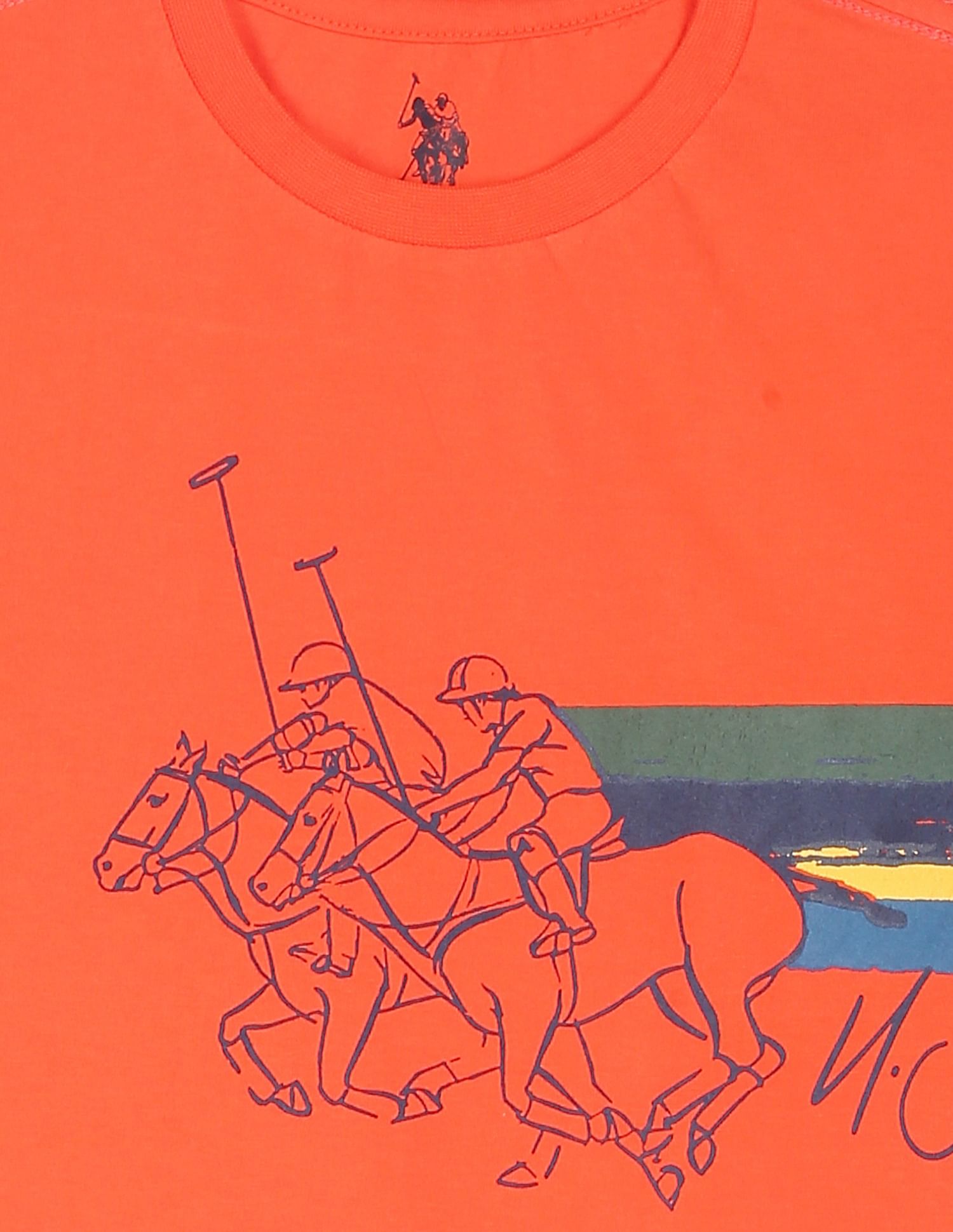 Cotton Brand Print T-Shirt Orange - U.S. POLO ASSN. | Large