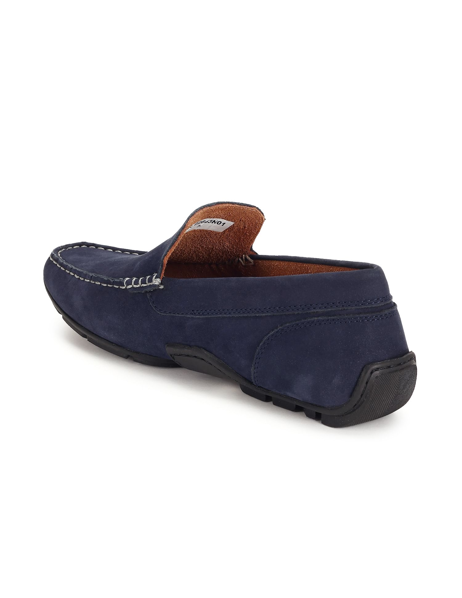 Men Contrast Stitch Leather Jabbar Loafers Navy - U.S. Polo Assn. India | Large