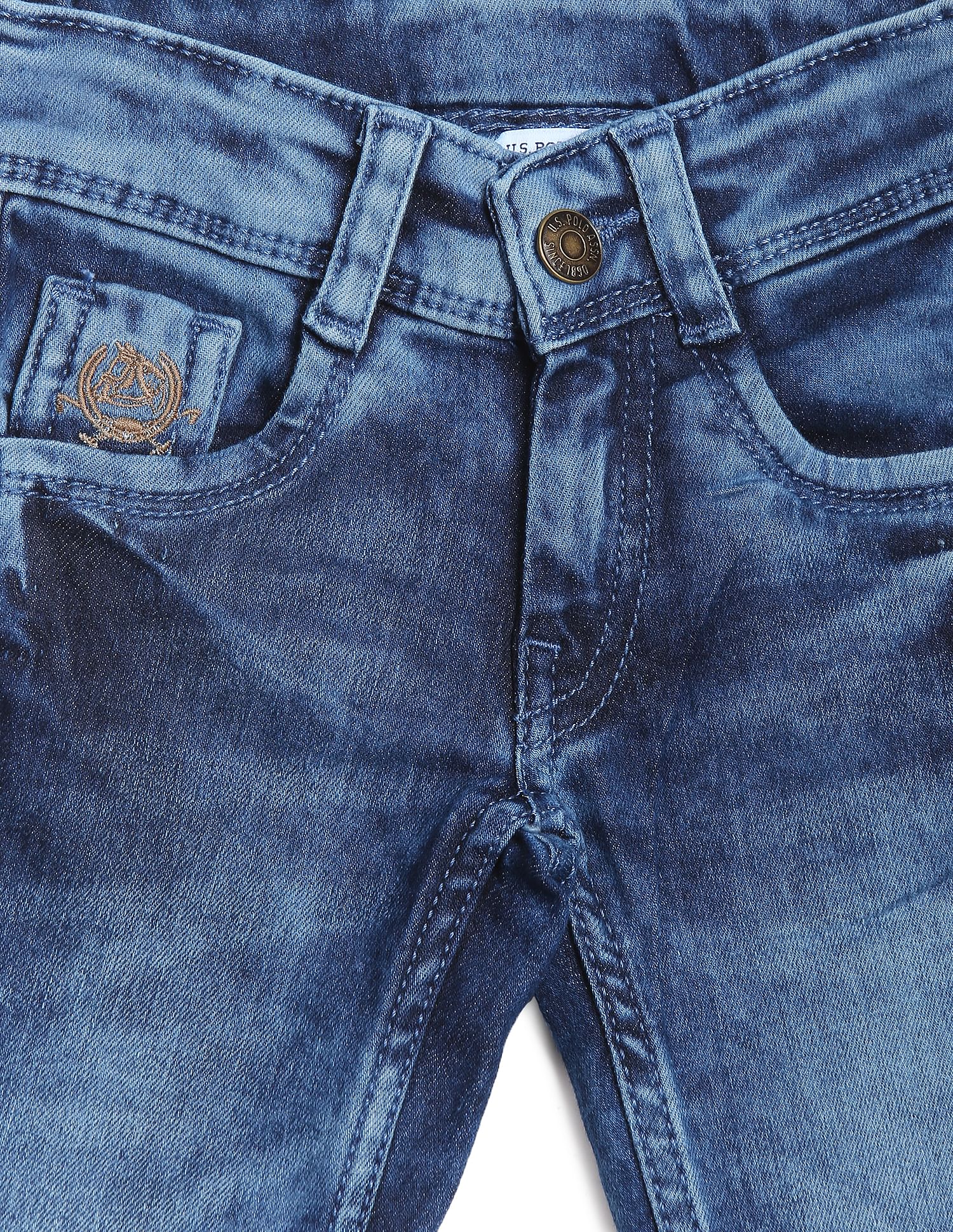 Mid Rise Acid Wash Skinny Fit Jeans Blue - U.S. POLO ASSN. | Large