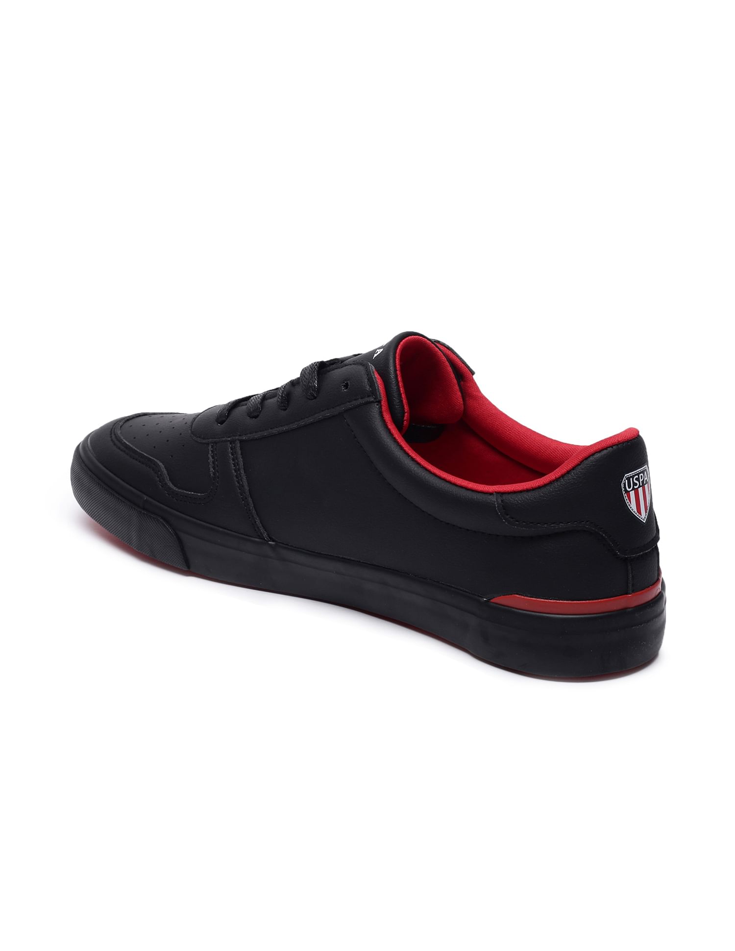 Men Britt Solid Lace Up Sneakers Black - U.S. Polo Assn. India | Large