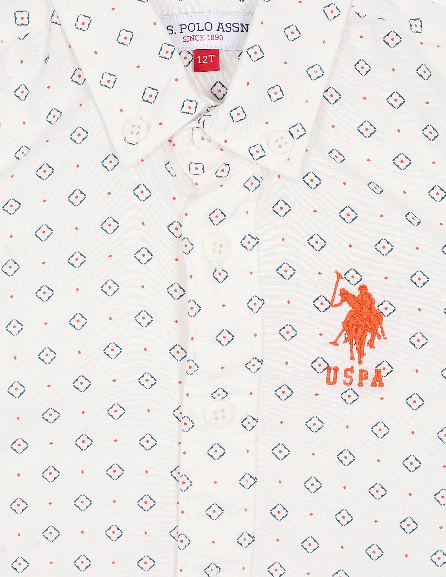 Button Down Collar Printed Shirt White - U.S. POLO ASSN. | Large