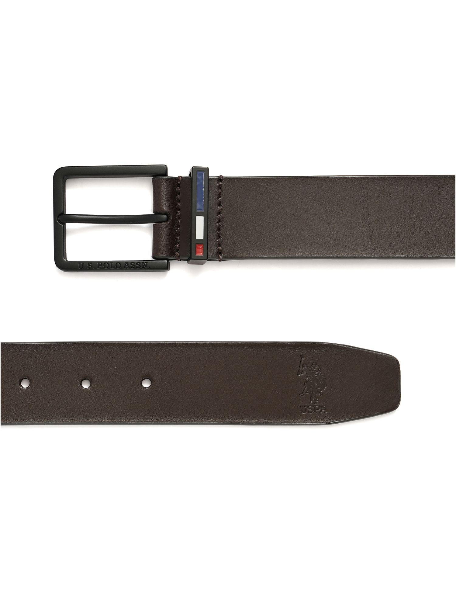 Trento Solid Leather Belt Brown - U.S. POLO ASSN. | Large