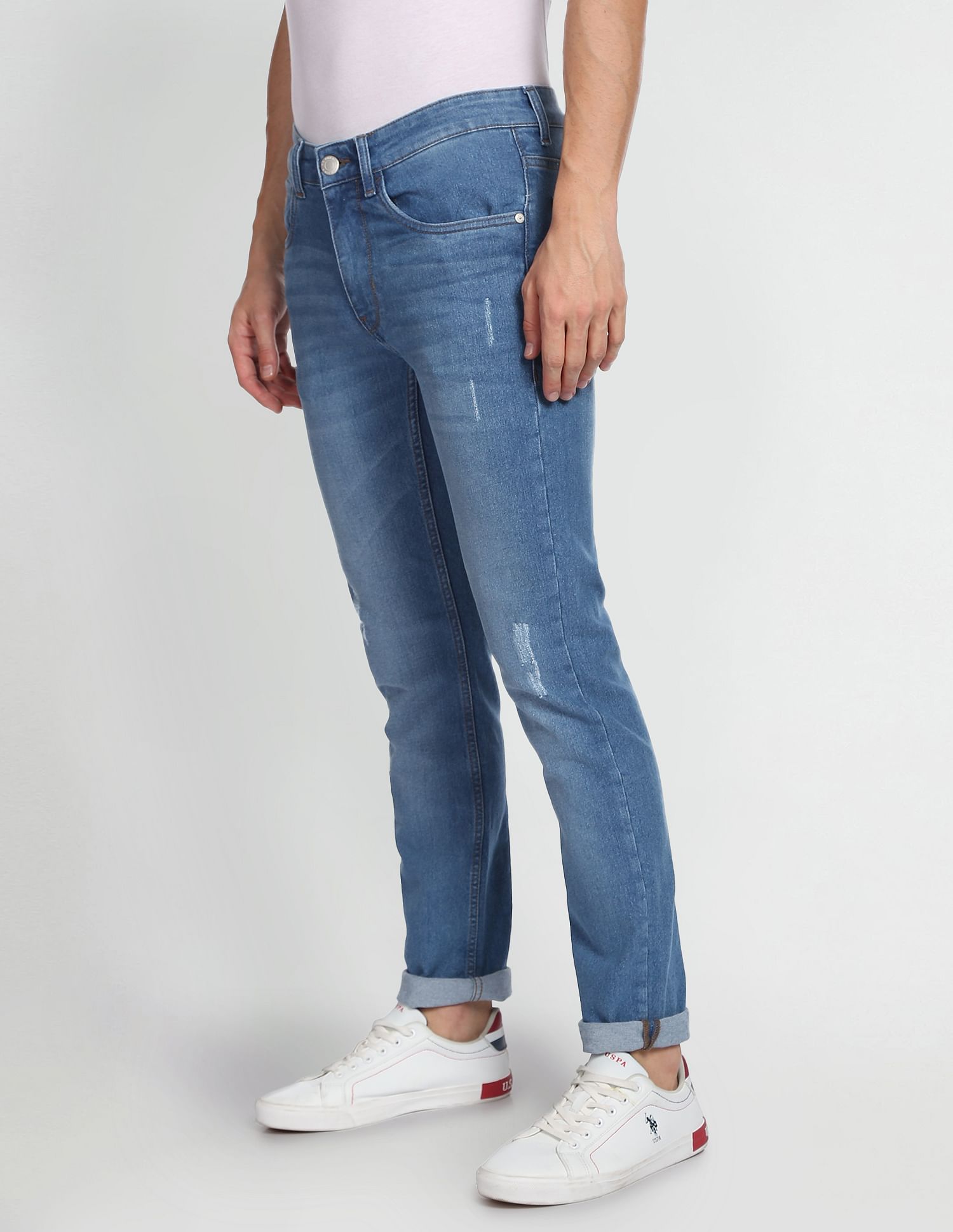 Regallo Skinny Fit Stone Wash Jeans Blue - U.S. Polo Assn. India | Large
