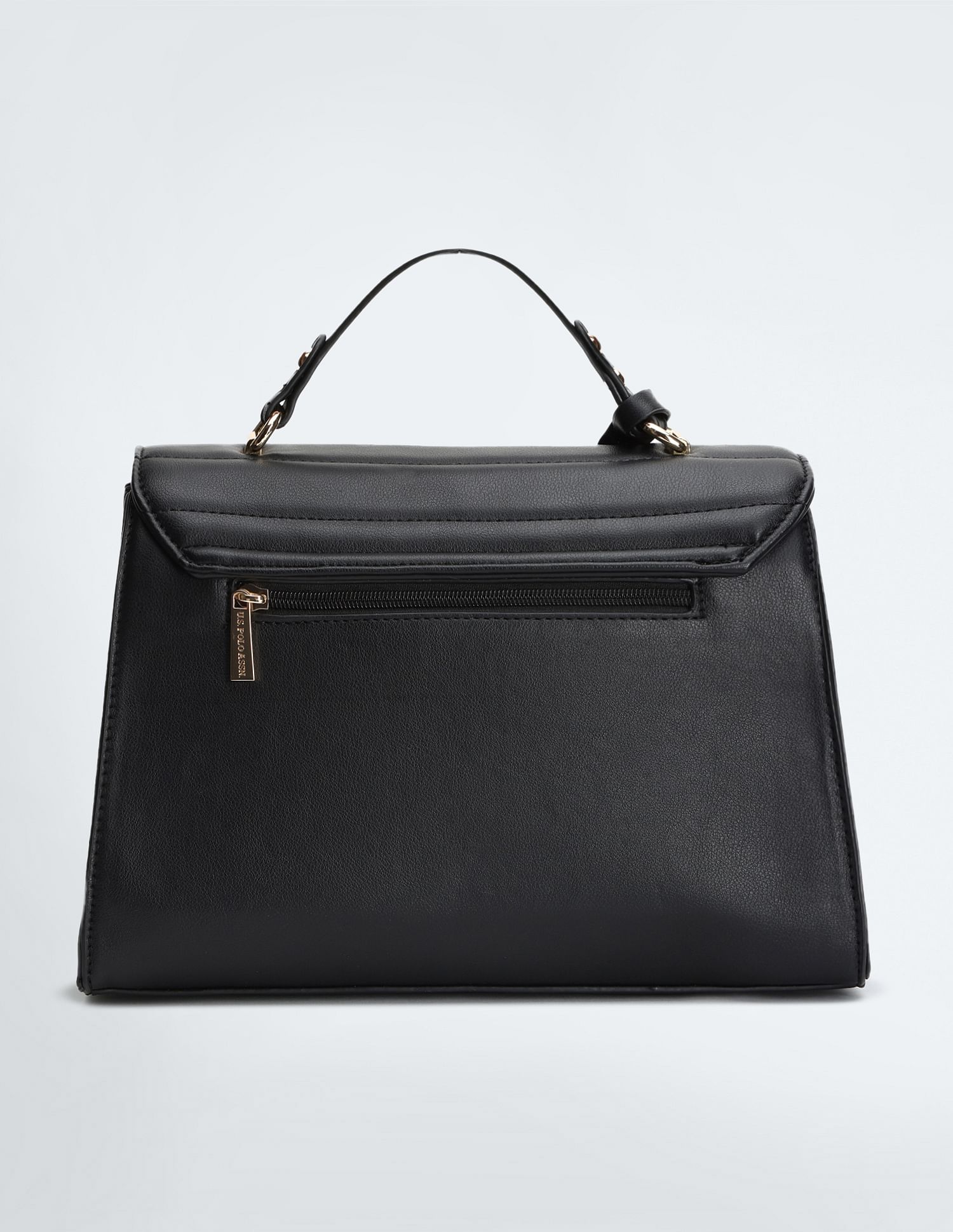 Detachable Strap Quilted Satchel Bag Black - U.S. POLO ASSN. | Large