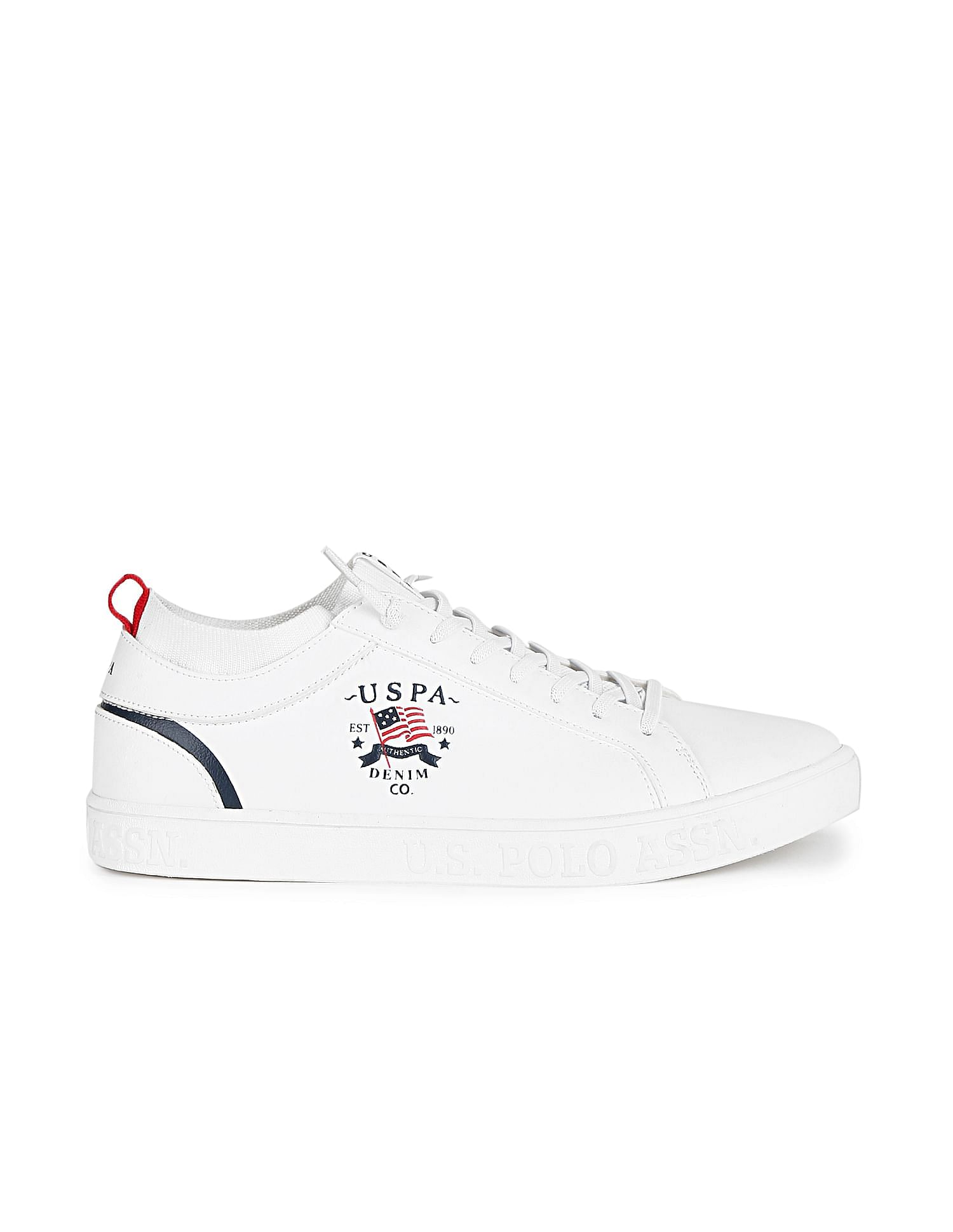 Men Round Toe Logo Hafer Sneakers White - U.S. Polo Assn. India | Large