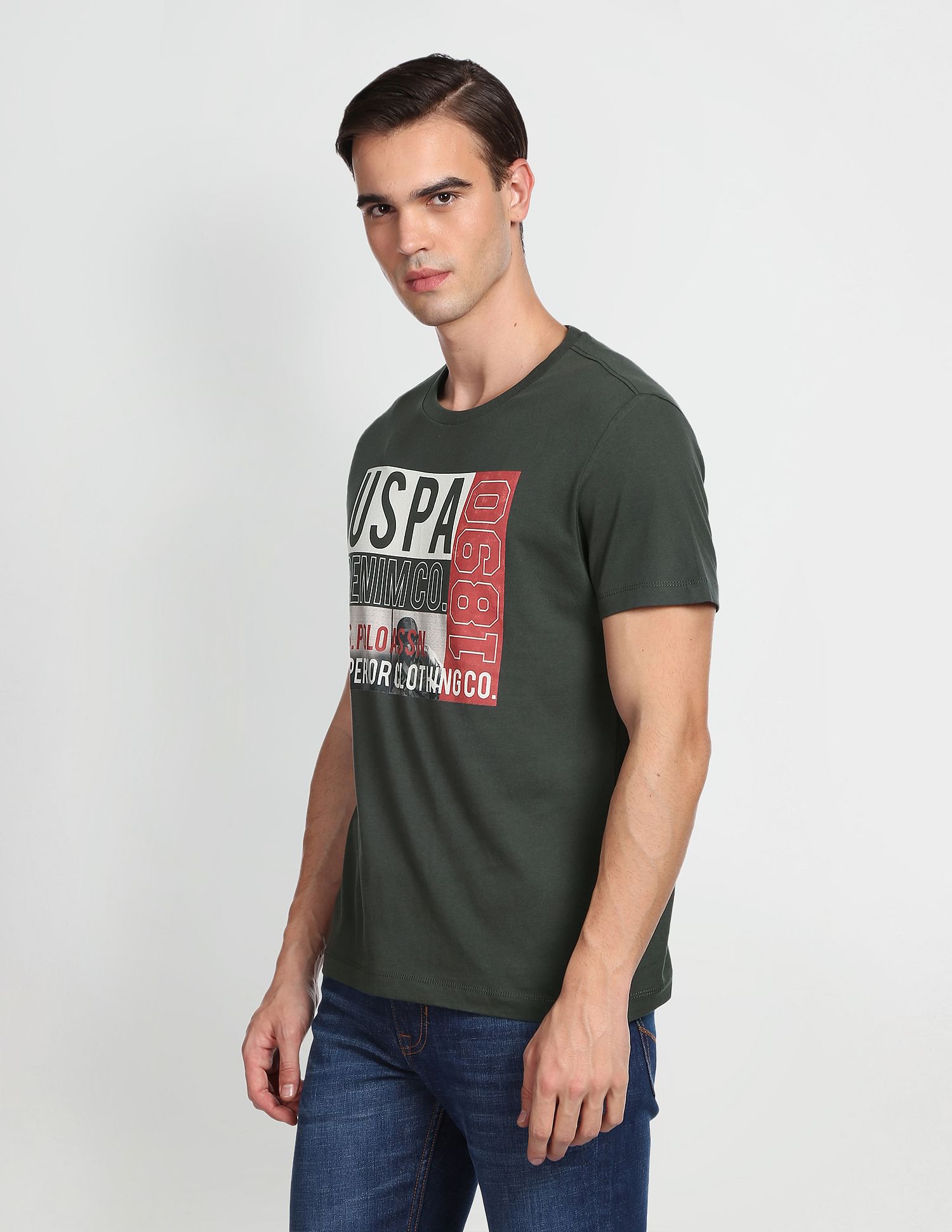 Stacked Logo T-Shirt Olive - U.S. Polo Assn. India | Large