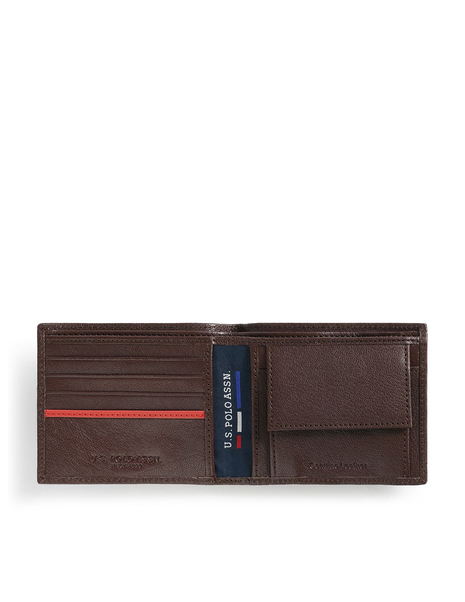 Bi-Fold Textured Wallet Dark Brown - U.S. POLO ASSN. | Large