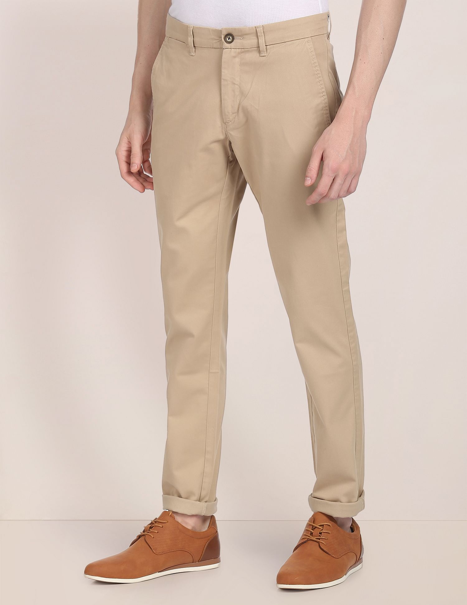Mid Rise Twill Casual Trousers Khaki - U.S. POLO ASSN. | Large