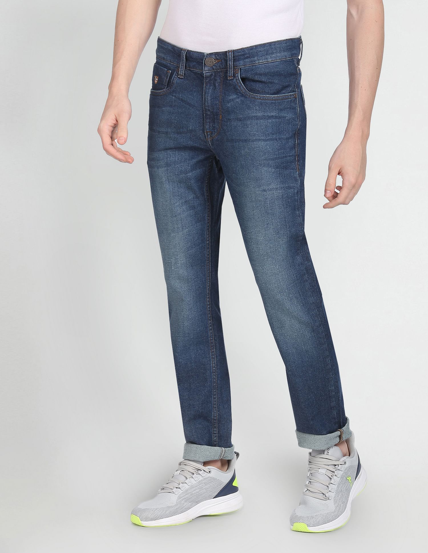 Regallo Skinny Fit Mid Rise Jeans Dark Blue - U.S. Polo Assn. India | Large