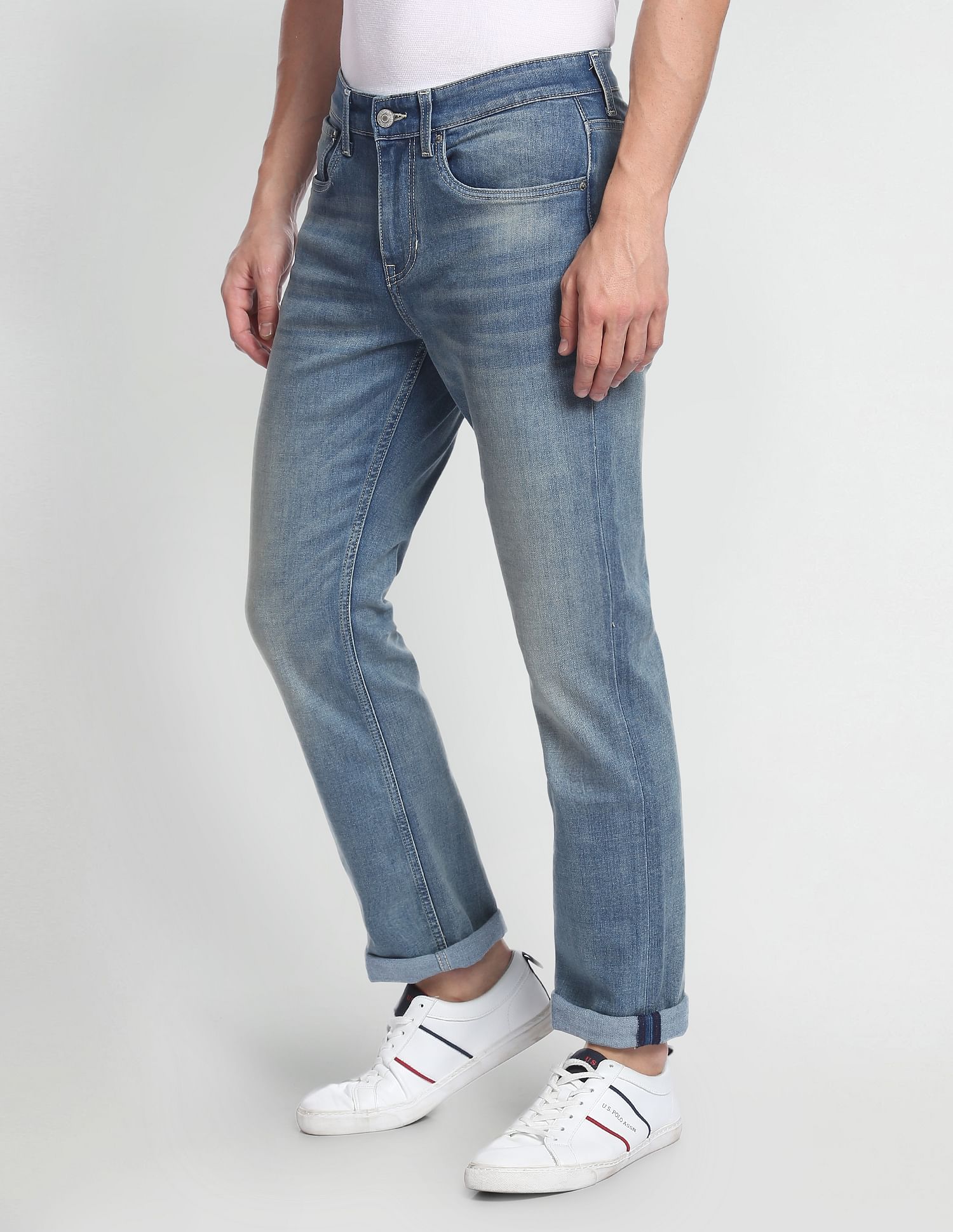Men Blue Whiskered Harold Slim Straight Jeans – U.S. Polo Assn. India