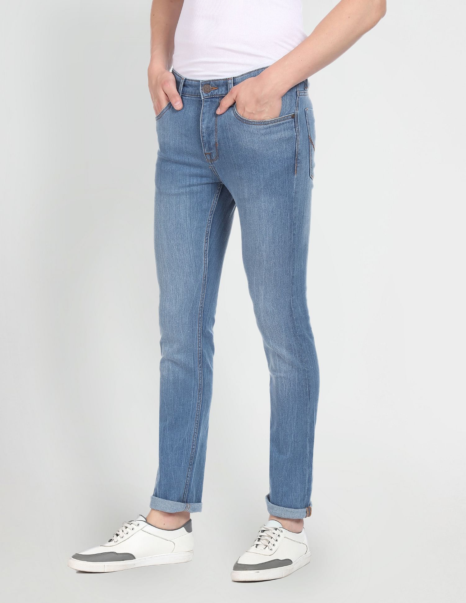 Regallo Skinny Fit Stone Wash Jeans Blue - U.S. Polo Assn. India | Large