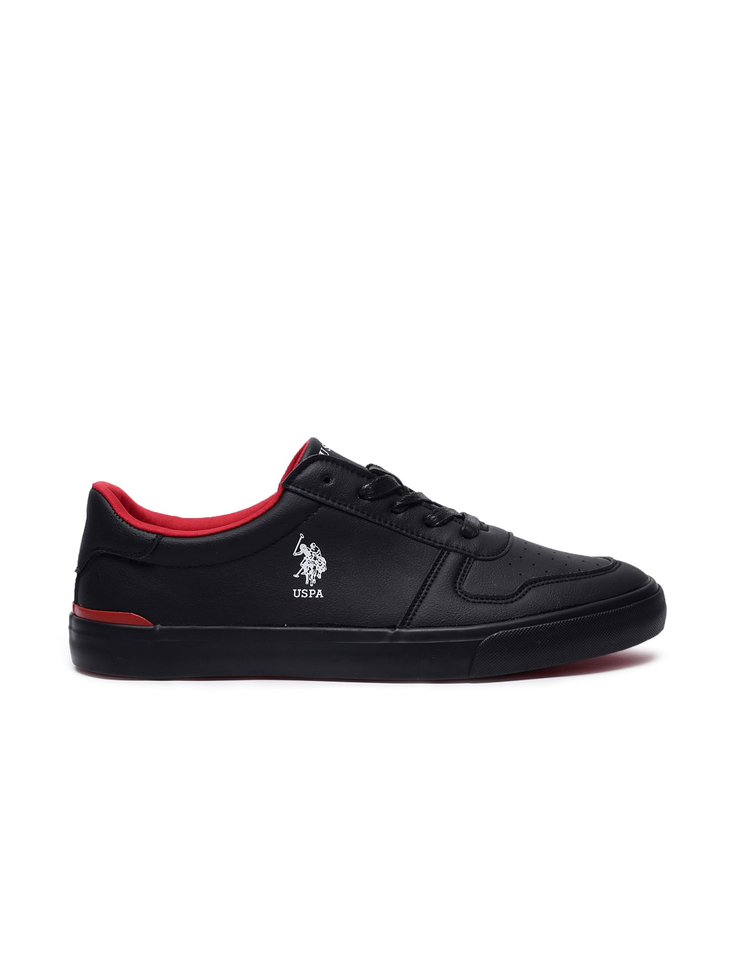 Men Britt Solid Lace Up Sneakers Black - U.S. Polo Assn. India | Large