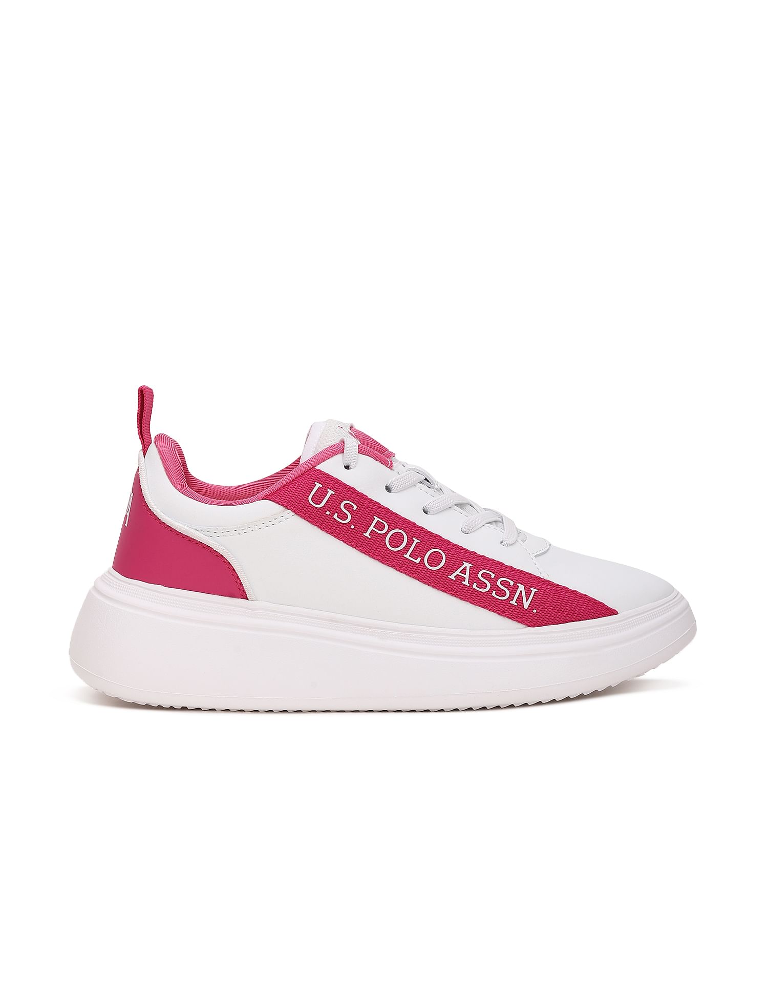 Women Brand Tape Lianna Sneakers White and Pink - U.S. POLO ASSN. | Large