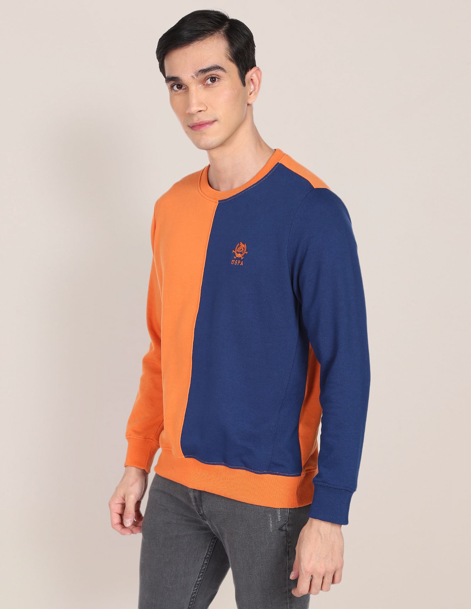 Colour Block Long Sleeve Sweatshirt Orange - U.S. POLO ASSN. | Large