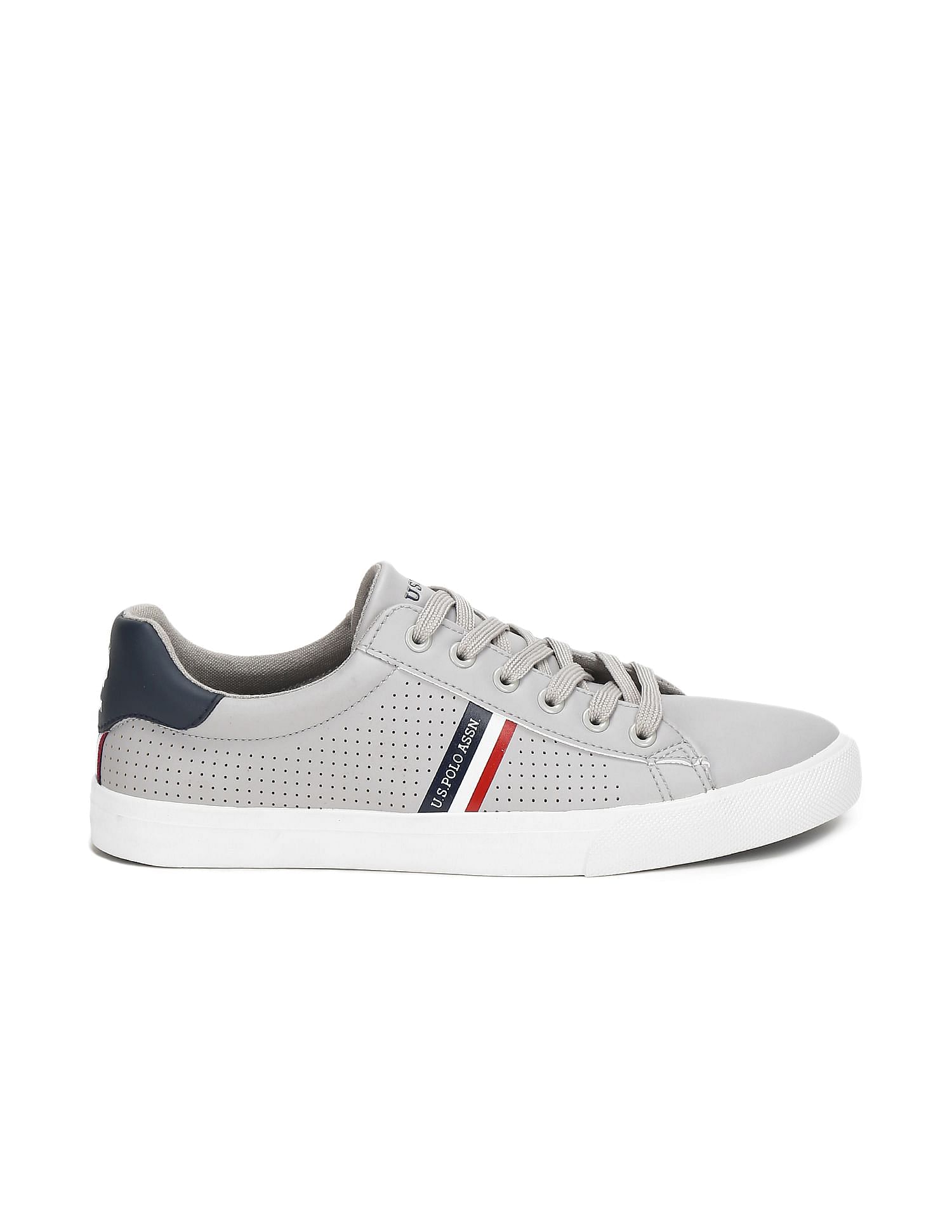Men Perforated Lace Up Capron Sneakers Grey - U.S. Polo Assn. India | Large