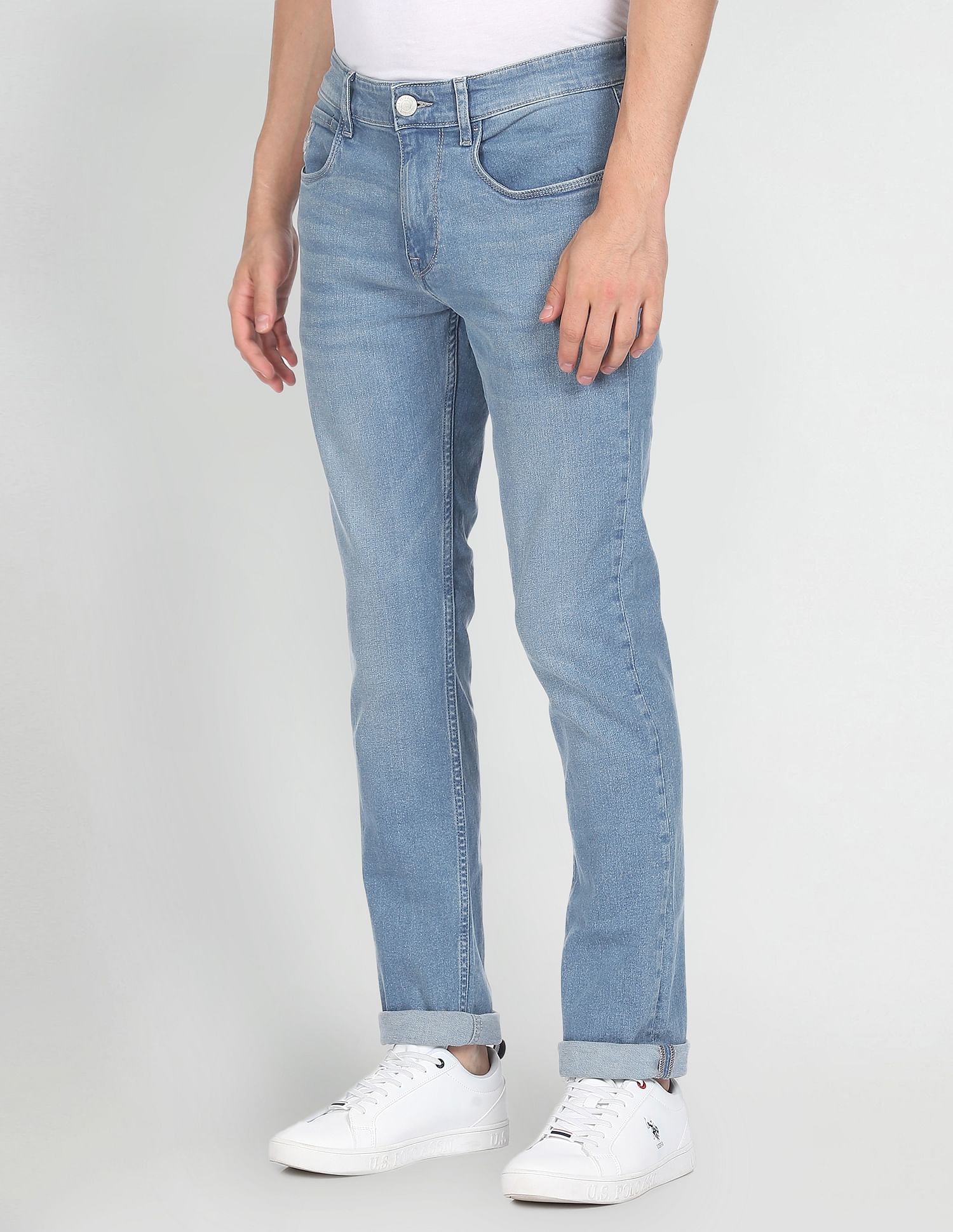 Men Blue Whiskered Brandon Slim Tapered Fit Jeans Blue - U.S. POLO ASSN. | Large