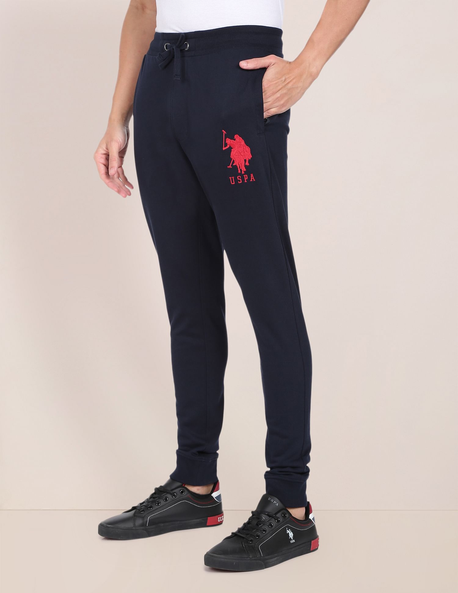 Drawstring Waist Embroidered Logo Joggers Navy - U.S. POLO ASSN. | Large