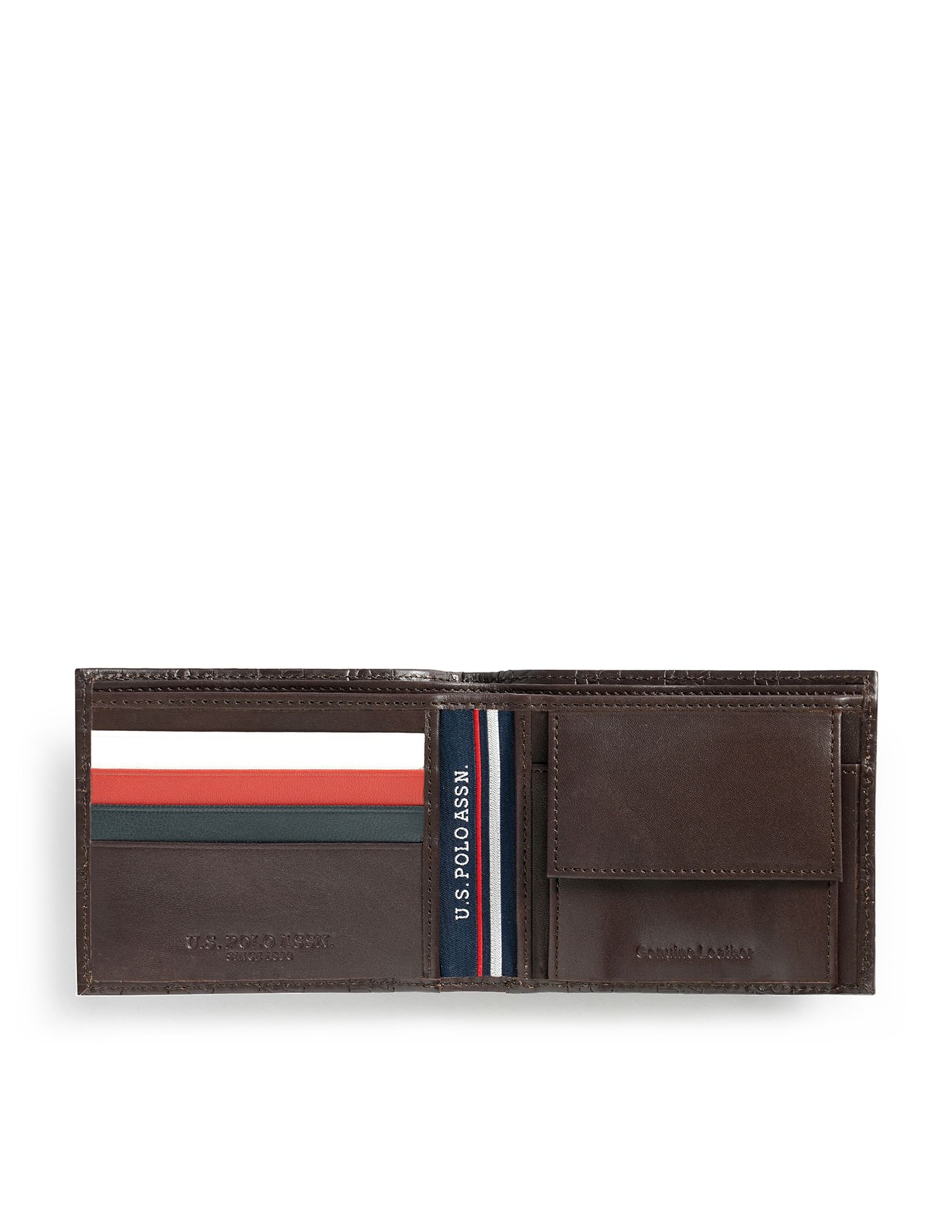 Bi-Fold Debossed Wallet Dark Brown - U.S. Polo Assn. India | Large