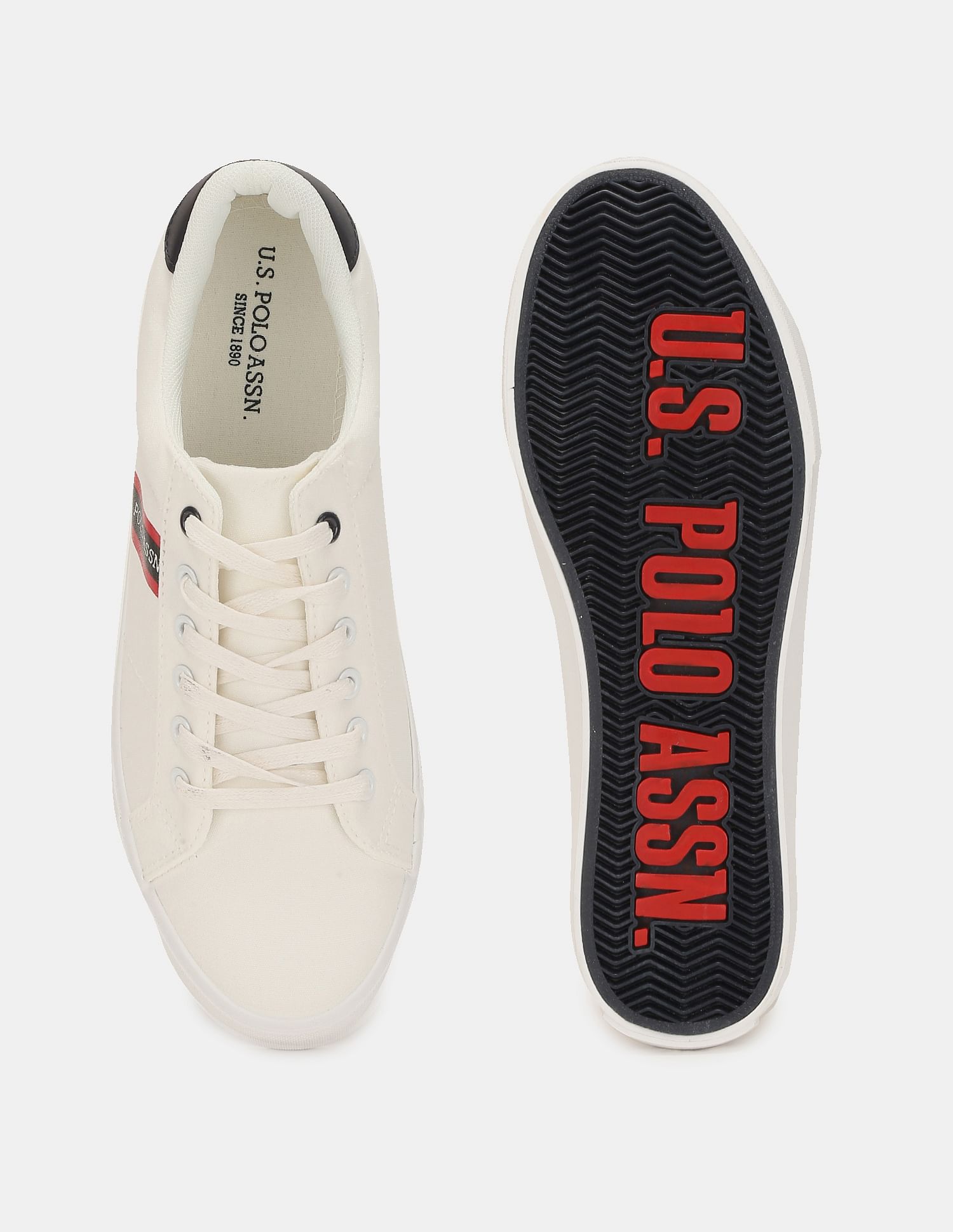 Men Round Toe Lace Up Gaiman 2.0 Sneakers Off White - U.S. Polo Assn. India | Large