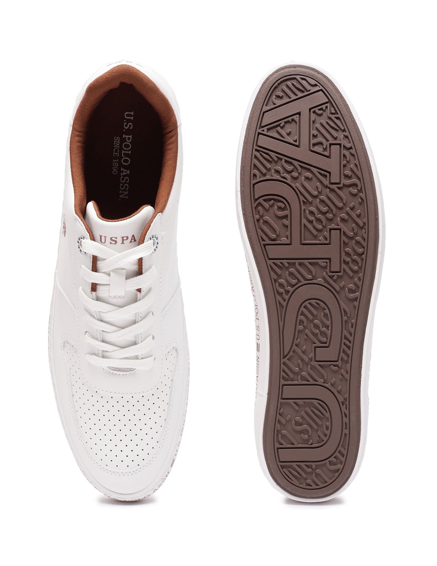 Men Central Lacing Solid Conrad Sneakers Off White - U.S. POLO ASSN. | Large