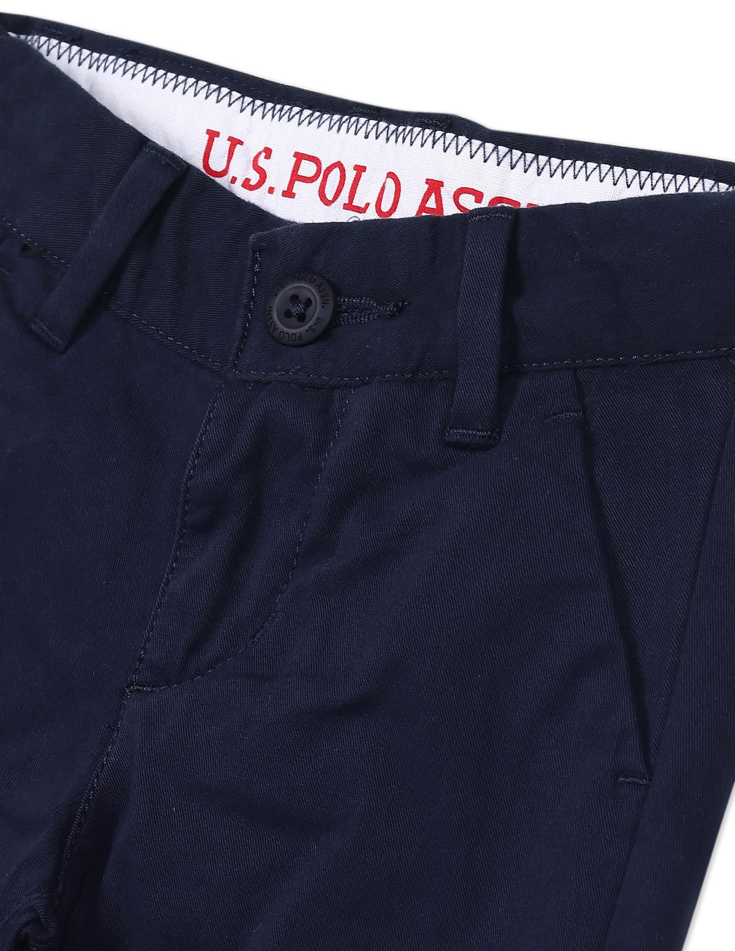 Boys Navy Mid Rise Flat Front Trousers Navy - U.S. POLO ASSN. | Large