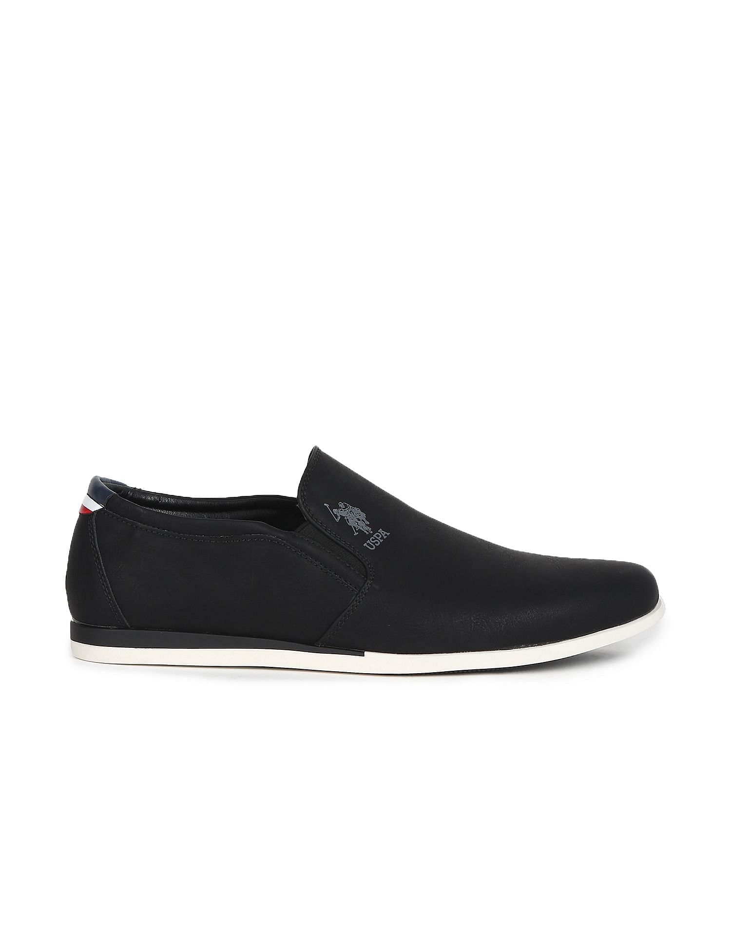 Men Textured Wade Slip On Shoes Black - U.S. Polo Assn. India | Large