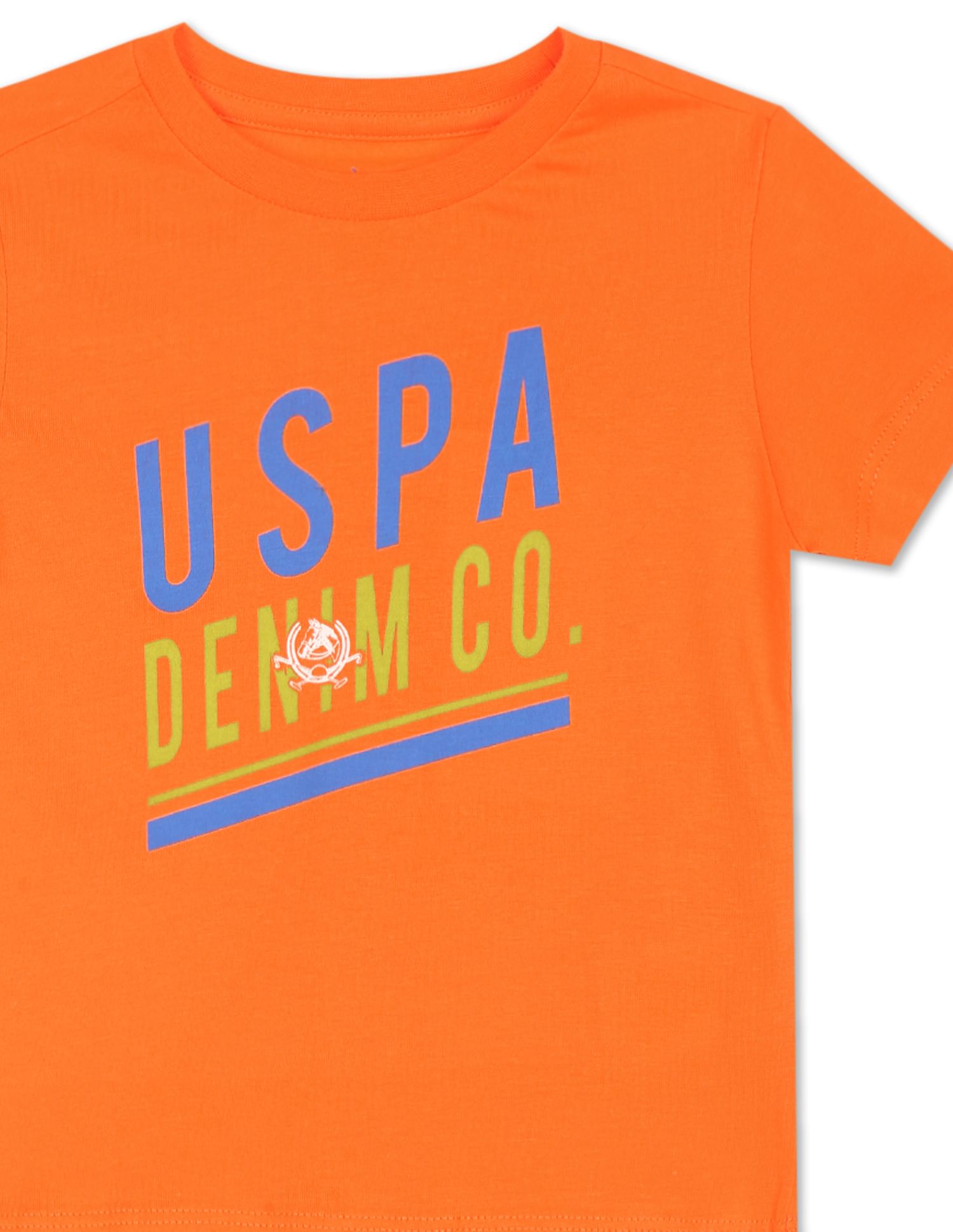 Boys Orange Crew Neck Brand Print T-Shirt Orange - U.S. POLO ASSN. | Large