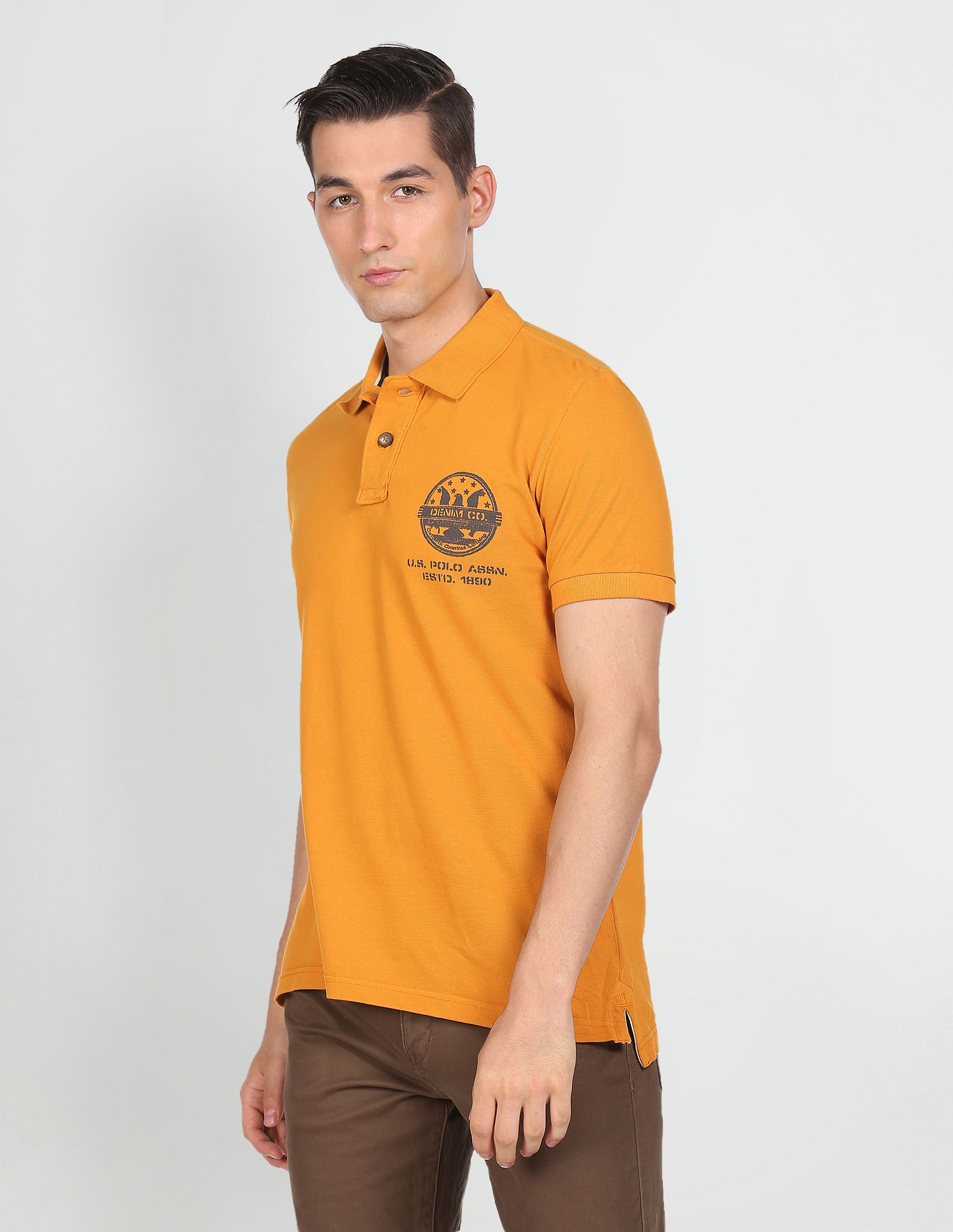 Short Sleeve Solid Polo Shirt Gold - U.S. Polo Assn. India | Large