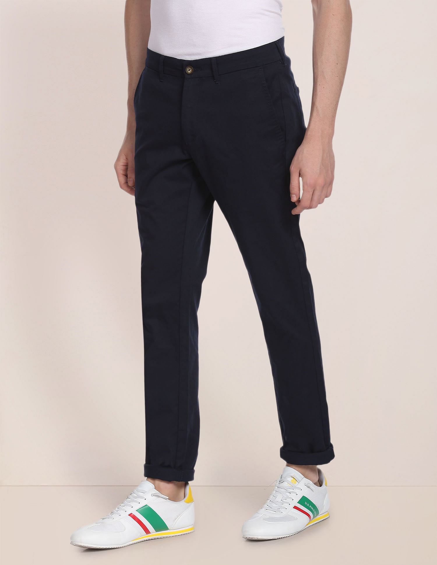 Austin Trim Fit Stretch Chinos Navy - U.S. POLO ASSN. | Large