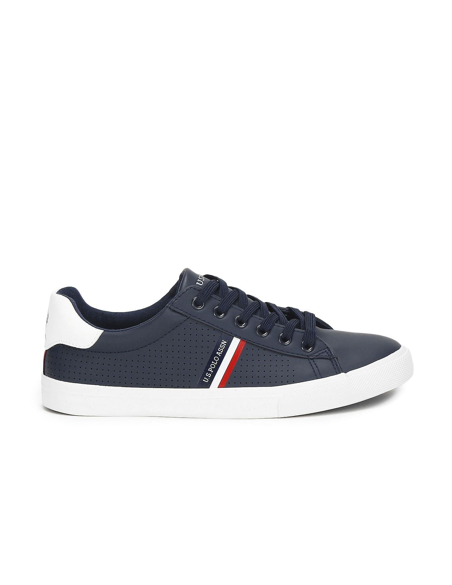 Men Perforated Lace Up Capron Sneakers Navy - U.S. Polo Assn. India | Large