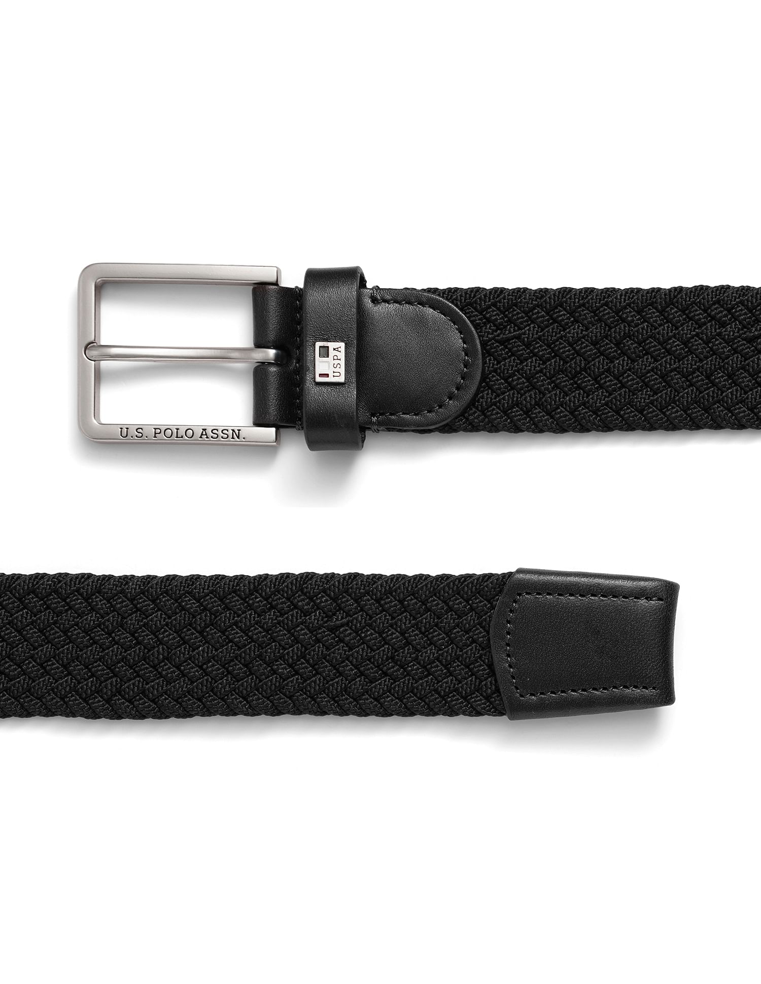 Bari Braided Leather Tipped Belt Black - U.S. POLO ASSN. | Large