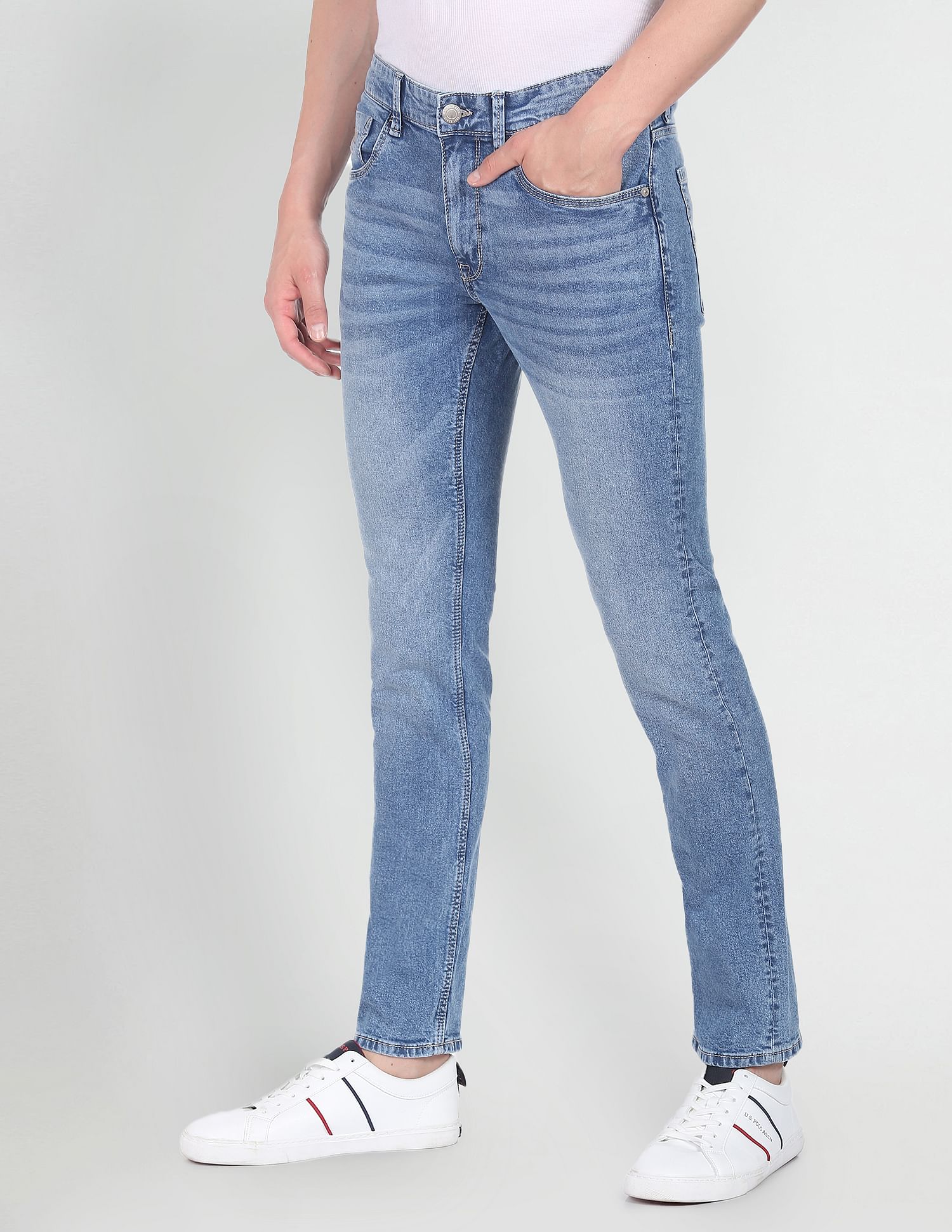 Stone Wash Brandon Slim Tapered Fit Jeans Blue - U.S. Polo Assn. India | Large