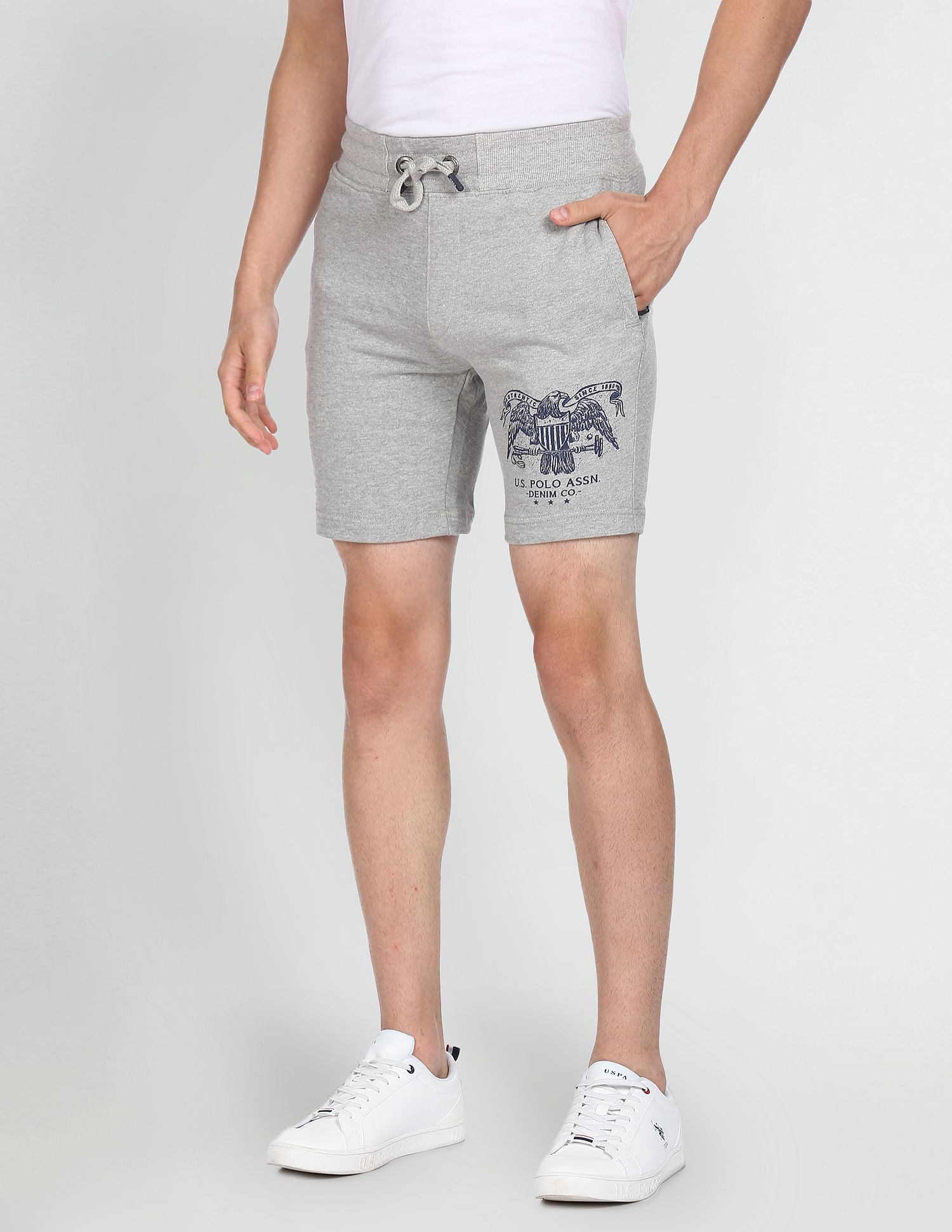 Mid Rise Drawstring Waist Shorts Grey - U.S. POLO ASSN. | Large