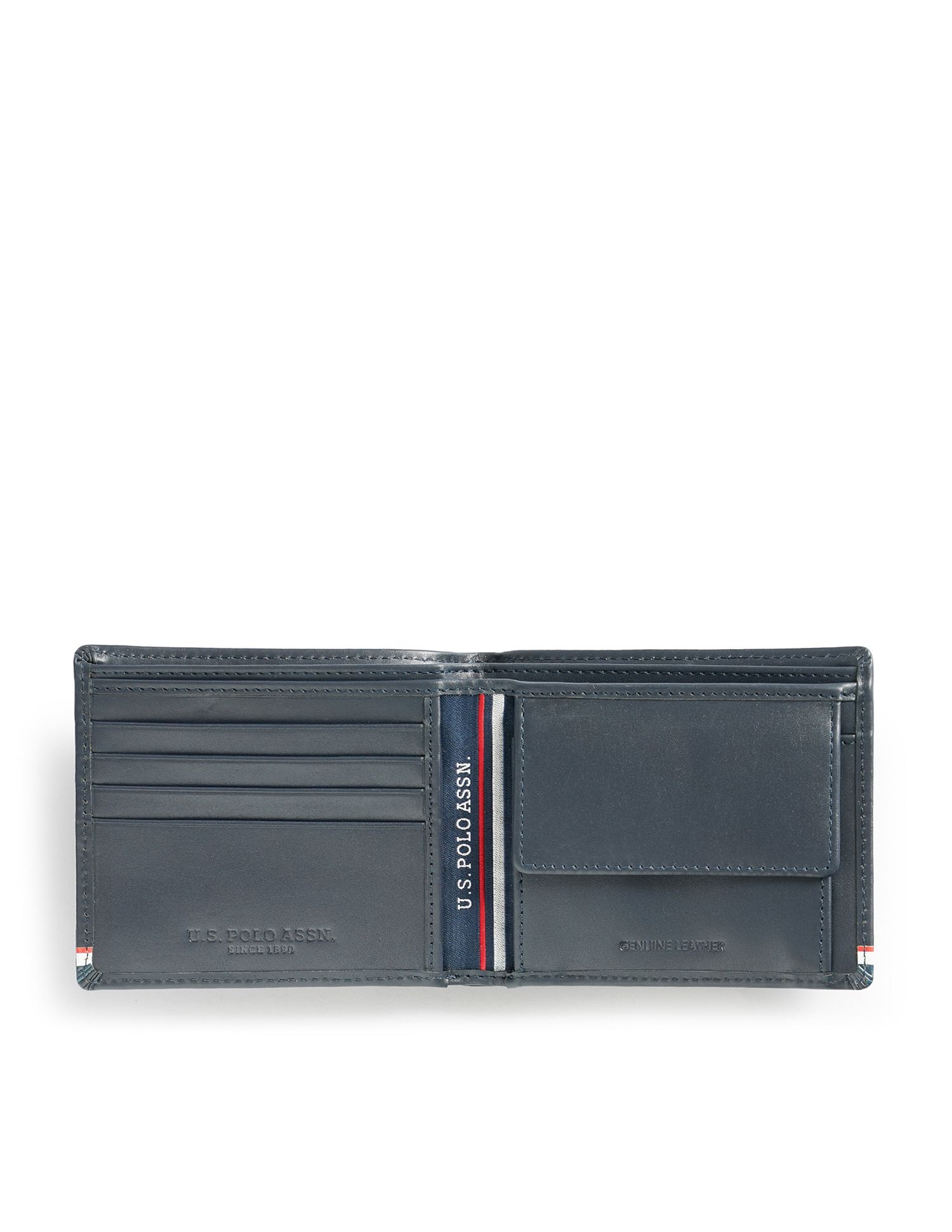Bi-Fold Taping Solid Wallet Navy - U.S. POLO ASSN. | Large