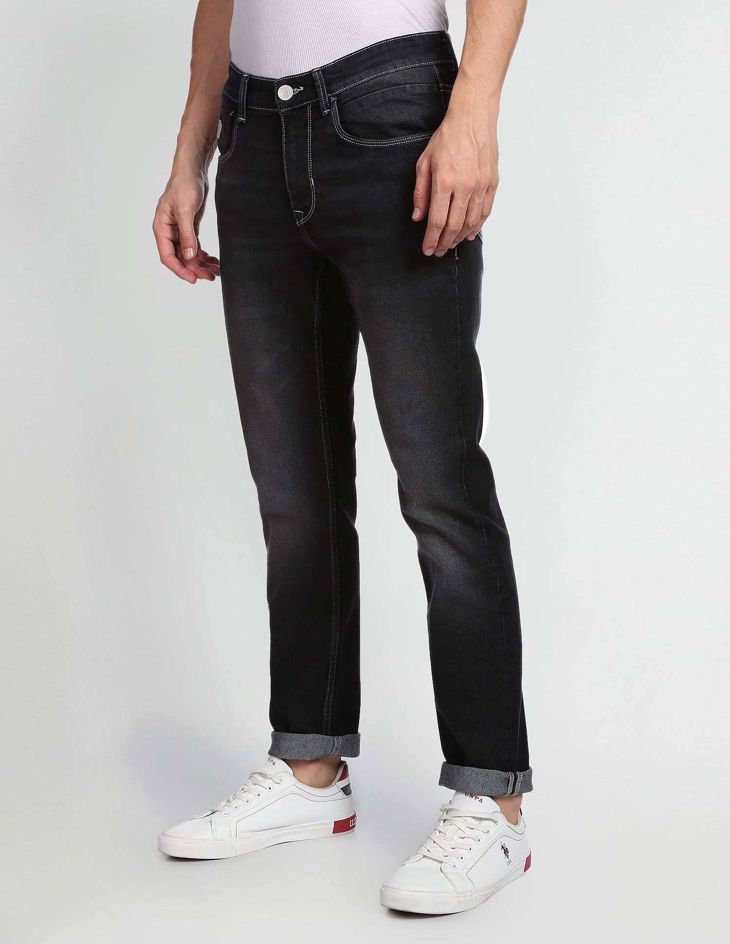 Stone Wash Brandon Slim Tapered Fit Jeans Black - U.S. Polo Assn. India | Large