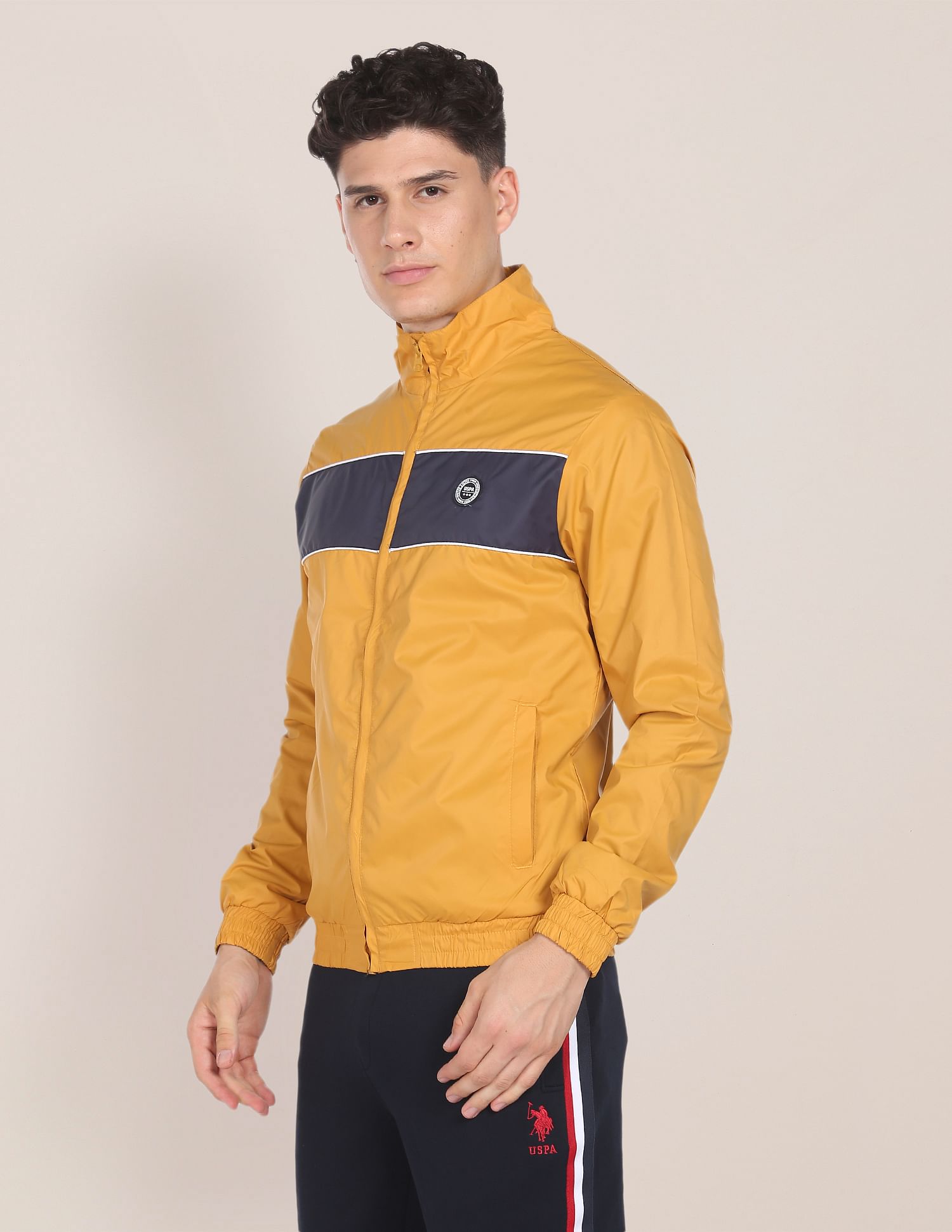 Colour Block Polyester Jacket Mustard - U.S. POLO ASSN. | Large