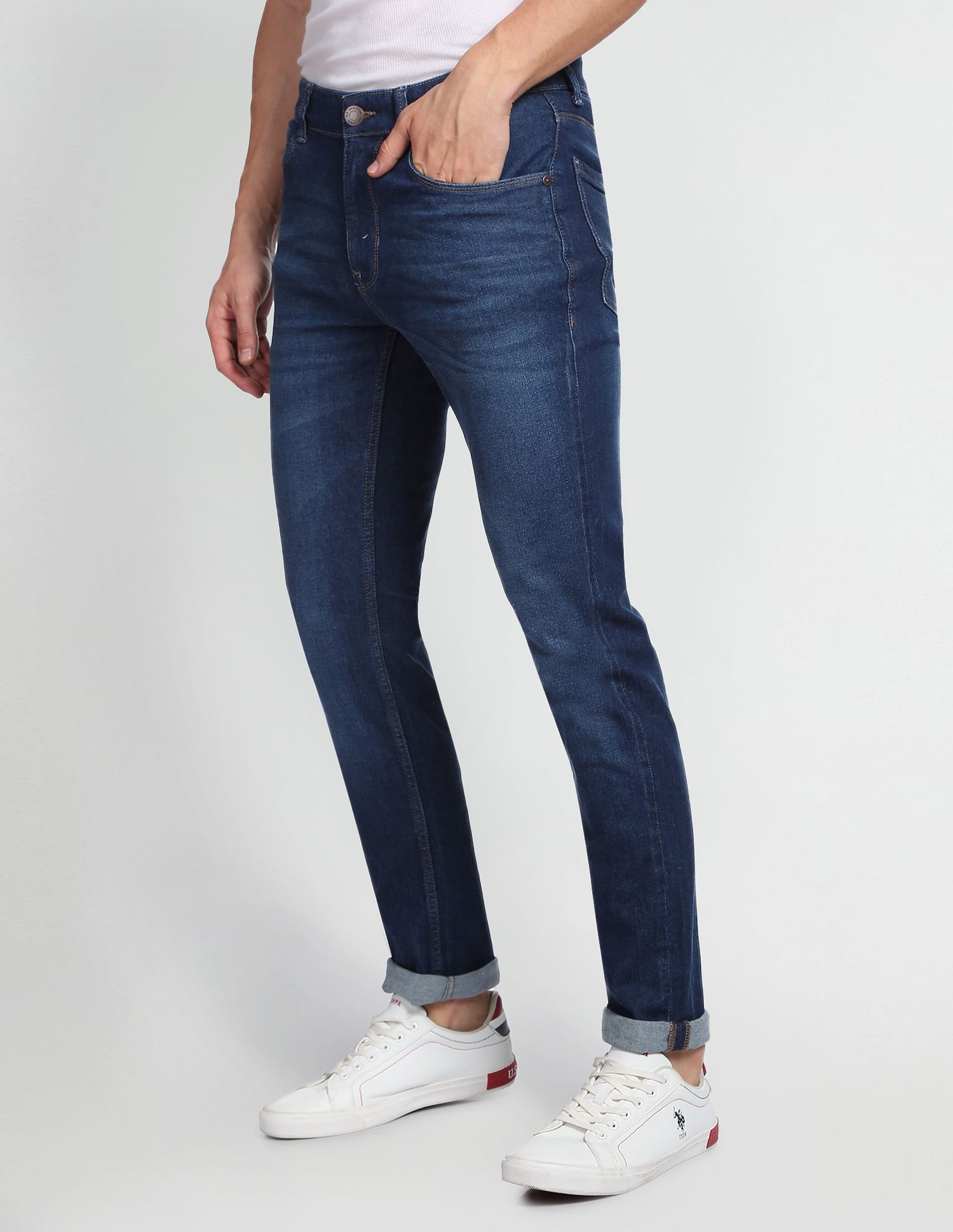Stone Wash Brandon Slim Tapered Fit Jeans Blue - U.S. Polo Assn. India | Large