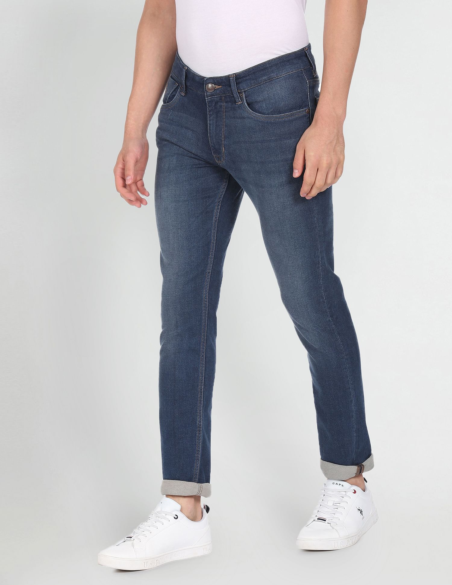 Brandon Slim Tapered Fit Stone Wash Jeans Blue - U.S. POLO ASSN. | Large